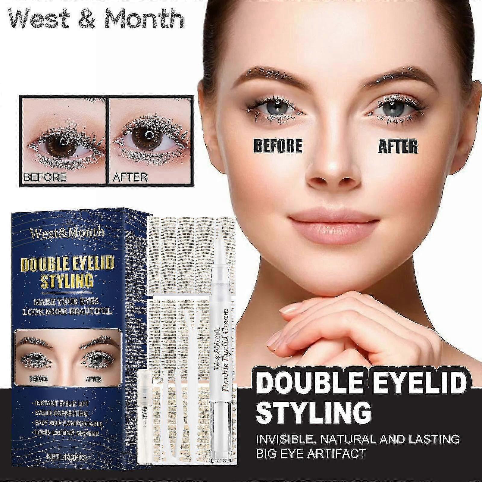 Eyelid Tape 480 Eyelid Lifting Strips Instant Invisible Double Eyelid Tape For Heavy Hooded And Sagging Single Eyelid Big Eye Tool Fork Bar And Tweeze