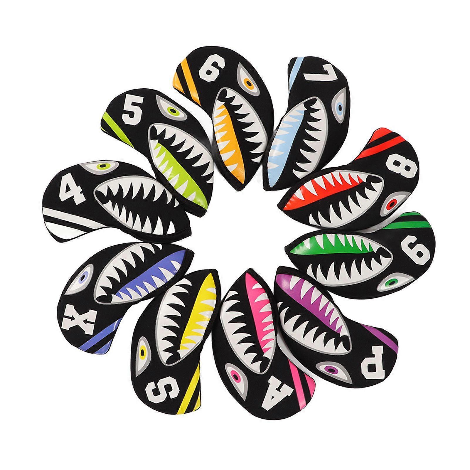 10pcs/set Neoprene Golf Iron Headcover with Number Markers Cartoon Shape Golf Club Head Protect CaseSelachimorpha