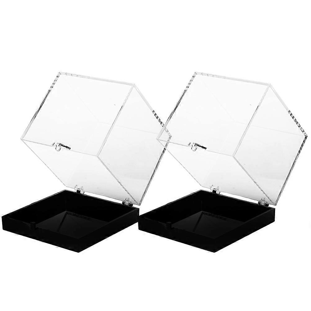 Rock Display Box for Collection 2Pcs Clear Plastic Storage Container