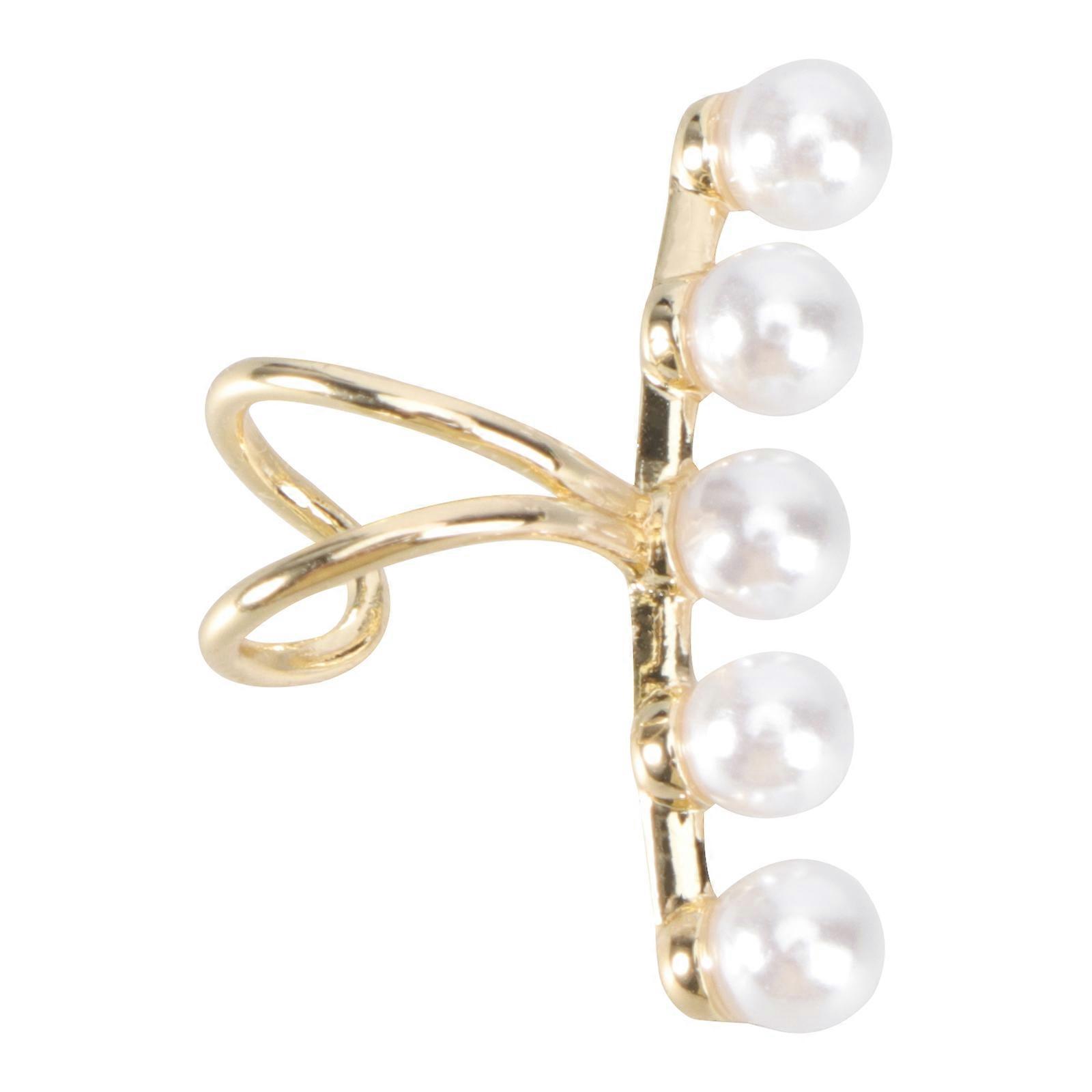 ファッション用女性イヤークリップパールイヤリング2Pcsシンプルなゴールデンイヤーアクセサリー