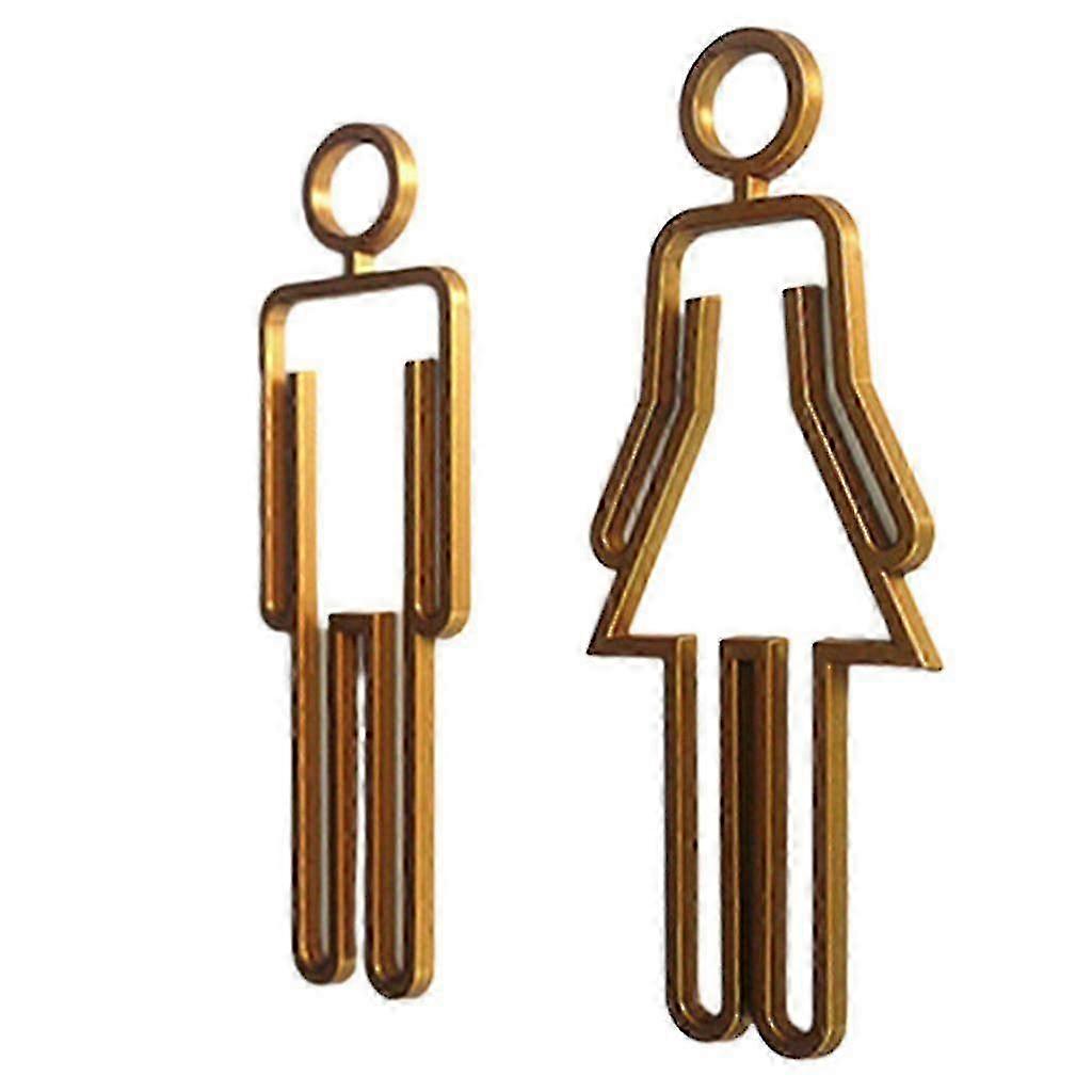 Toilet Sign Wall Sticker Bathroom Sign Kids Restroom Toilet Self Adhesive Gold