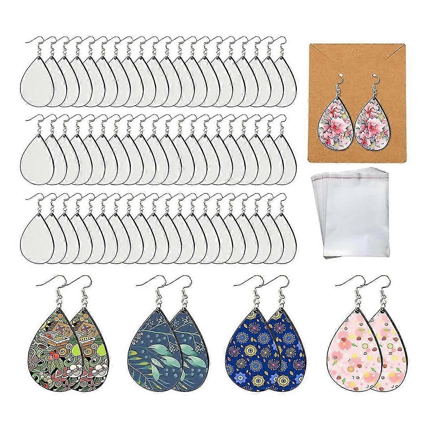 70pcs Sublimation Earring Blanks Bulk Double-Sided MDF Wood Blank Sublimation Earring for Sublimatio