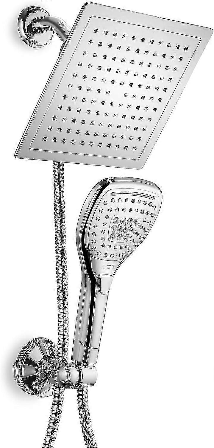 8" Rainfall Shower Head/handheld Combo. Convenient Push-button Flow Control Button For Easy One-handed Operation