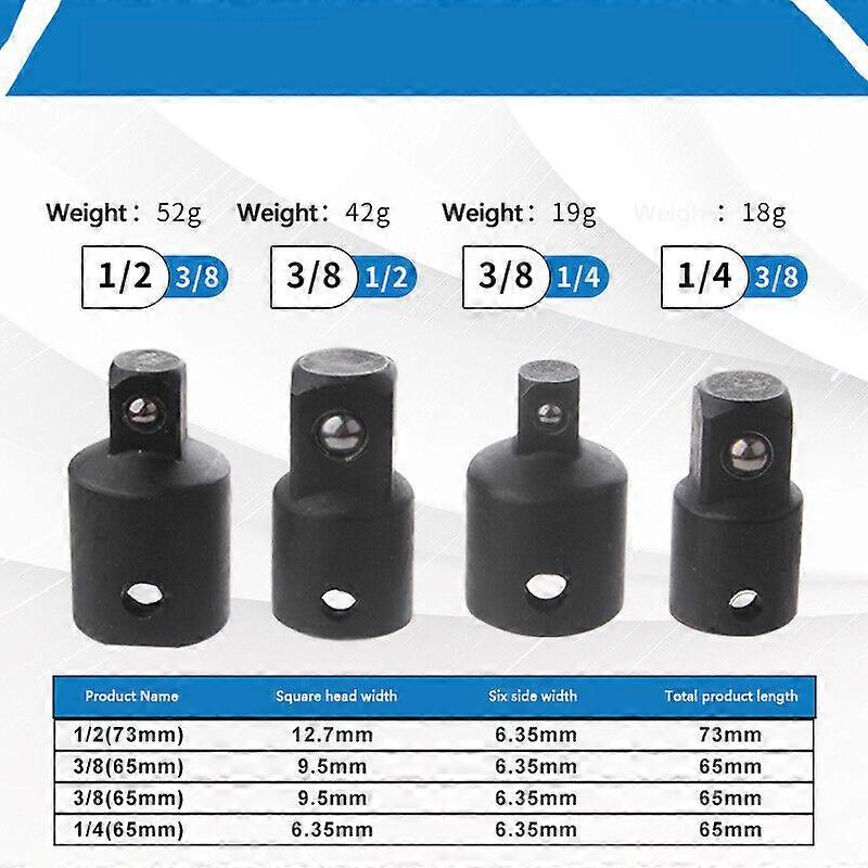 Impact Socket Adapter and Reducer Set 3/8" 1/4" 1/2" Impact Driver Conversion