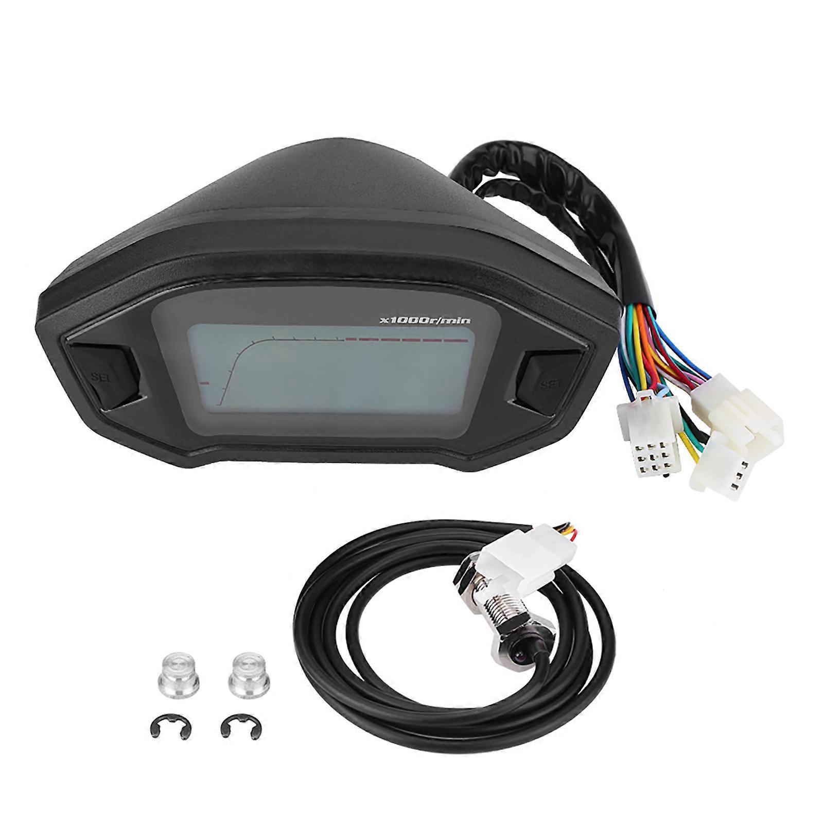 Universal Motorcycle Colorful LCD Digital Speedometer Odometer Tachometer with Speed Sensor