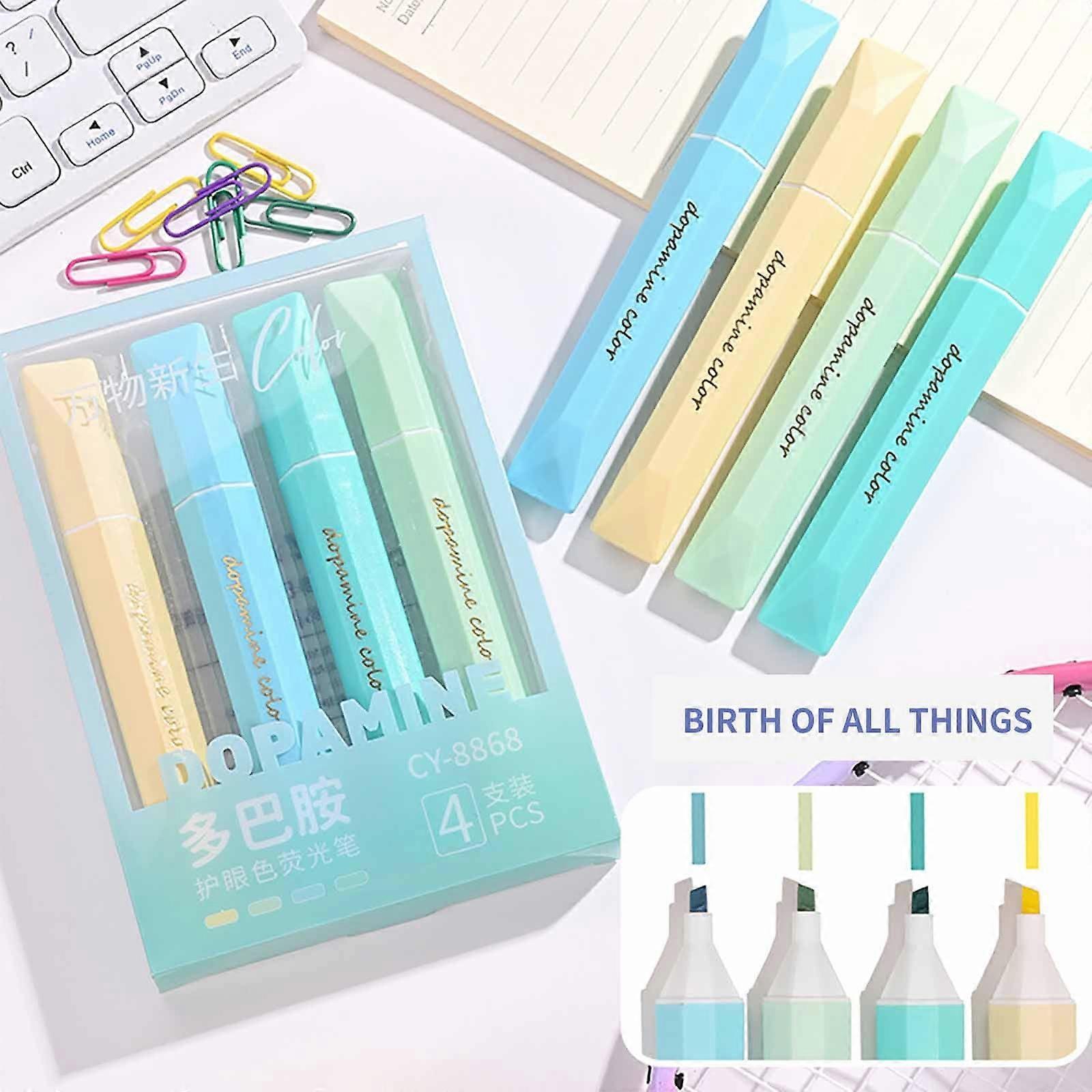 Yyuenw Colorful Highlighters Set - 4 Assorted Pastel Colors, 5ml Marker Pens