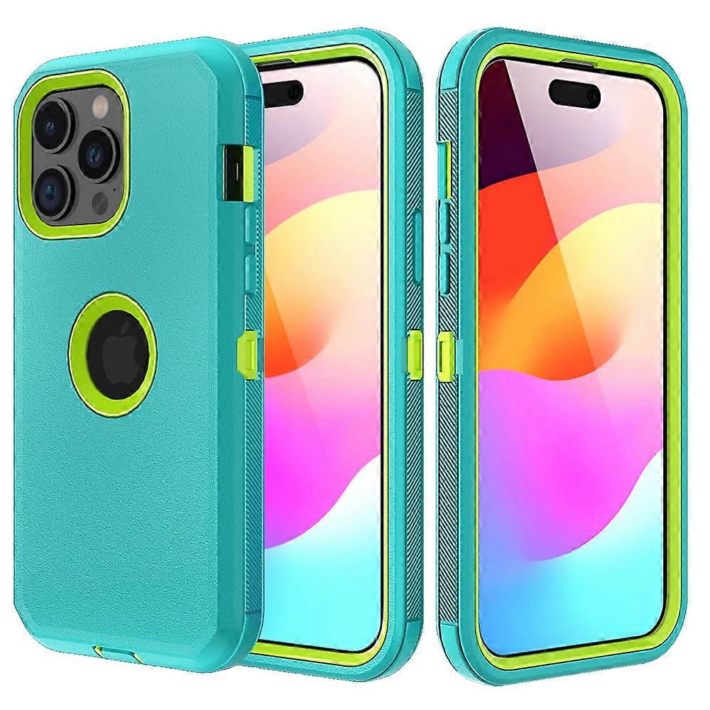 Xhy for compatible with iPhone 15 Plus Case, Military Grade 3-in-1 Shockproof Armor, Rugged Durable, Detachable - Green+Yellow