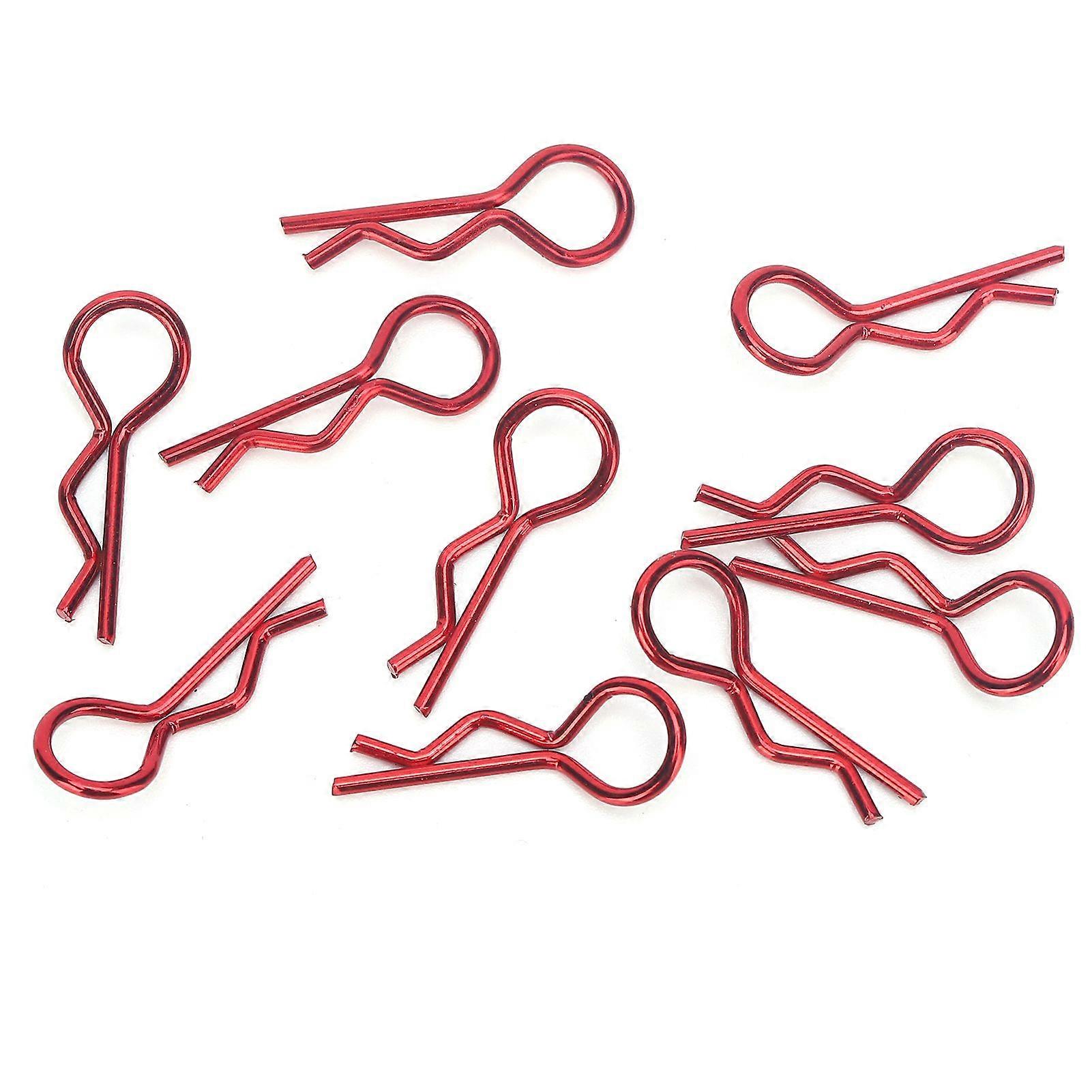10Pcs RC Car Shell Clip RShape Metal Body Clips Pins for 1/5 1/6 1/8 1/10 RC Car(Rouge ) Rouge