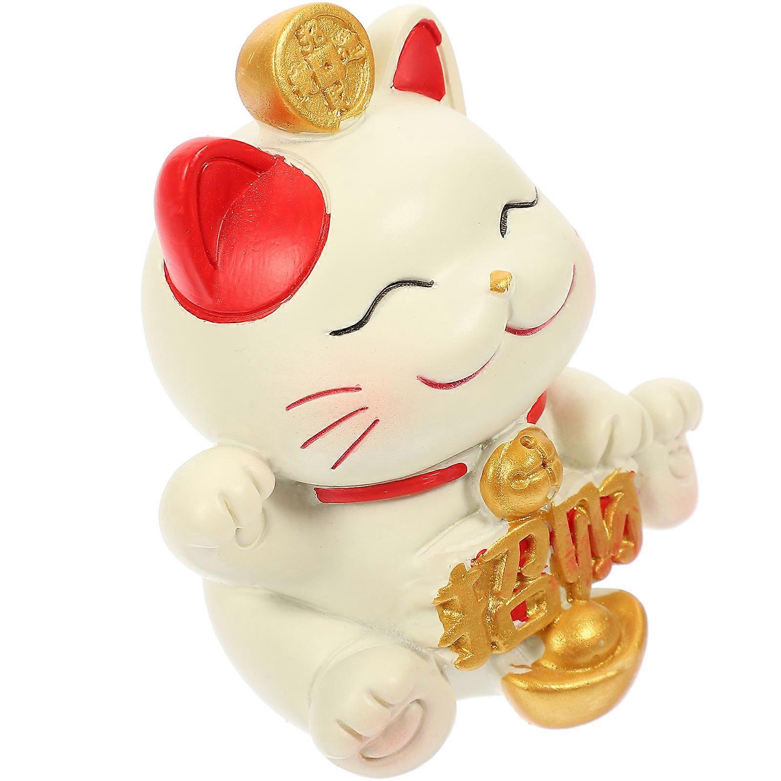 Resin Fortune Cat Statue Decorations for Desk 5Pcs Collection