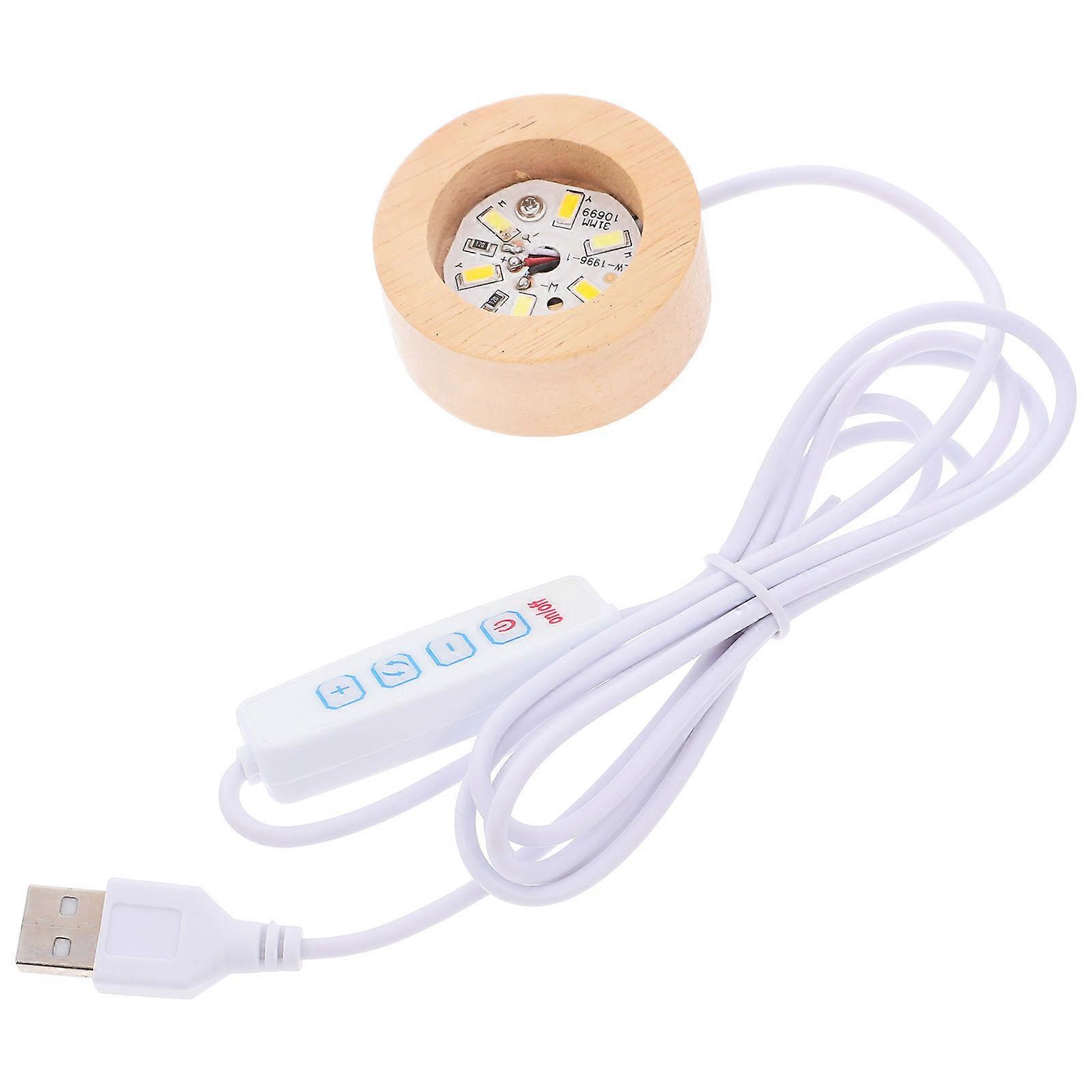 Wooden Lamp Base Ball Light Display Base for Display 2Pcs LED Illumination