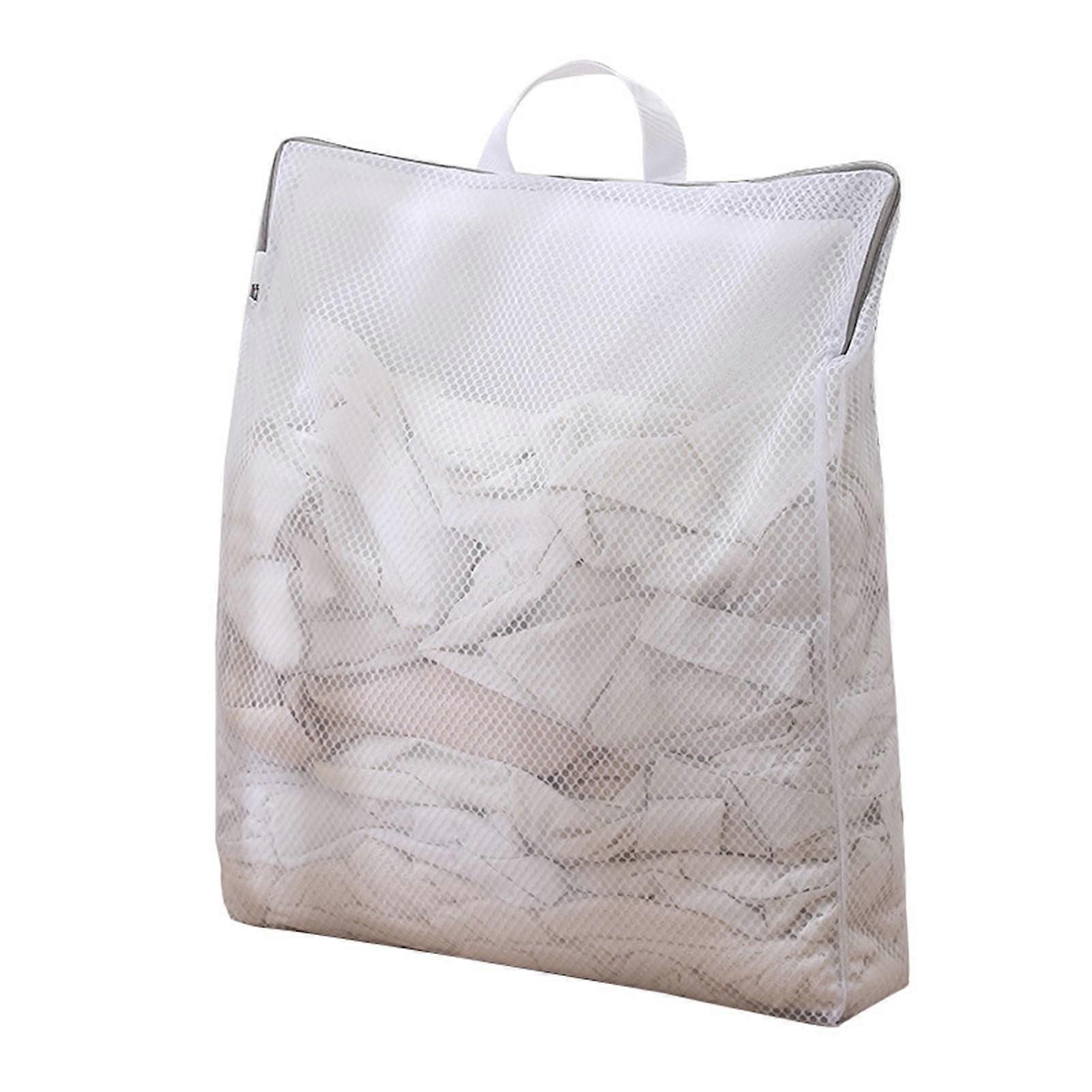 Warkul Mesh Washing Bag with Handle Large Capacity Foldable Zippered Underwear Clothes Mesh Laundry Bag Travel Garment Pouch