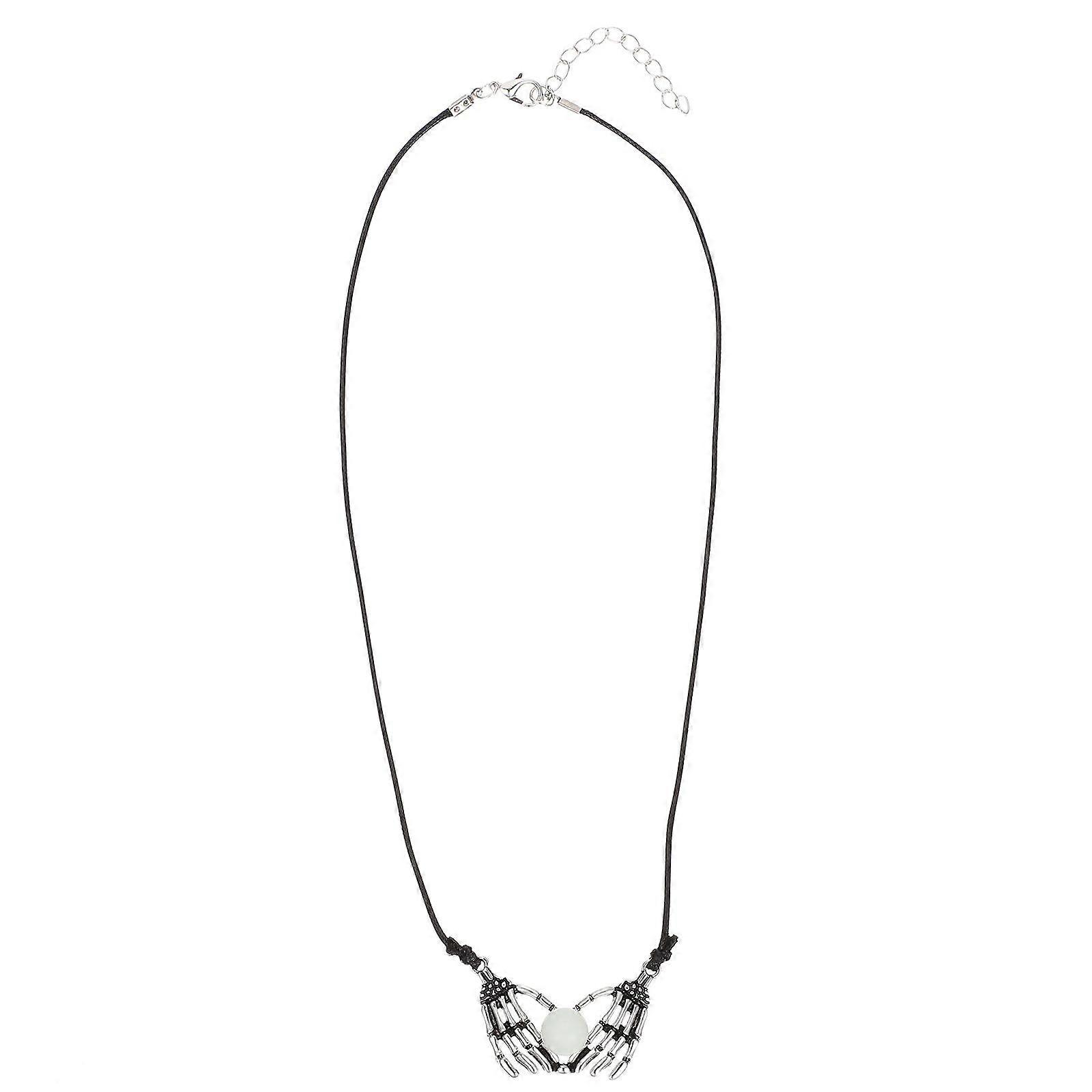 Luminous Gothic Style Pendant Skeleton Hand Necklace Creative Neck Decoration