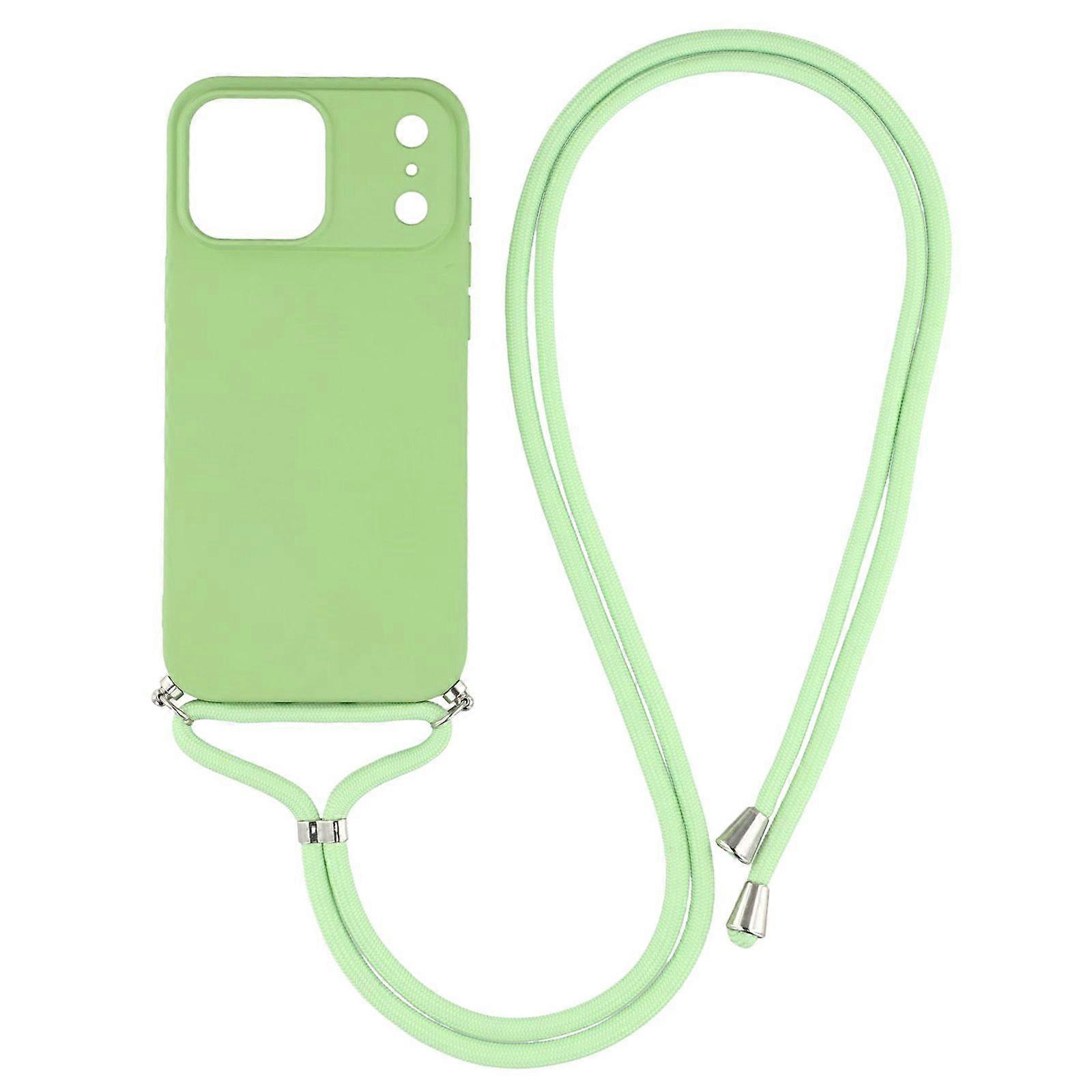 For iPhone 17 Pro Case Soft TPU Fiber Lining Phone Cover with Shoulder Strap
