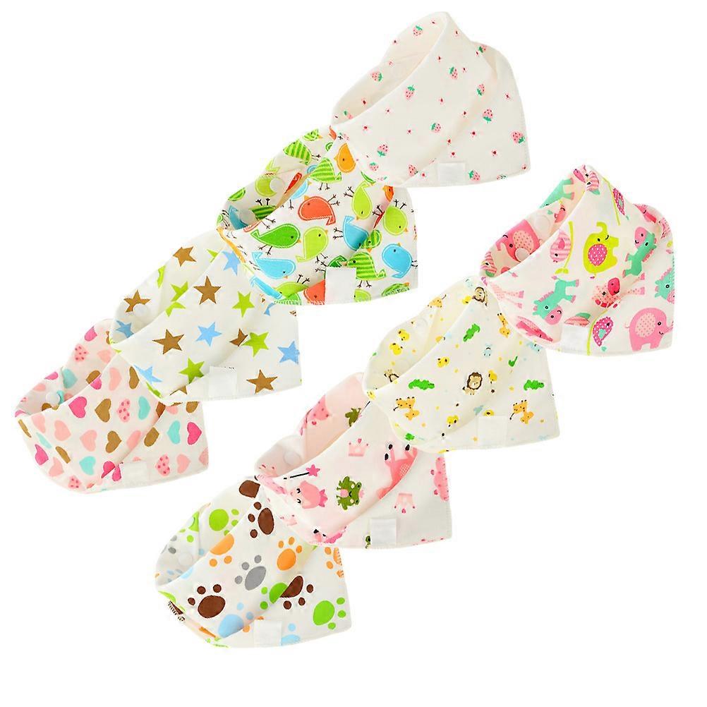 Baby Food Bibs 8Pcs Triangle Shape Double Layer Cotton Protective Bibs For Newborn Dining Assorted Color