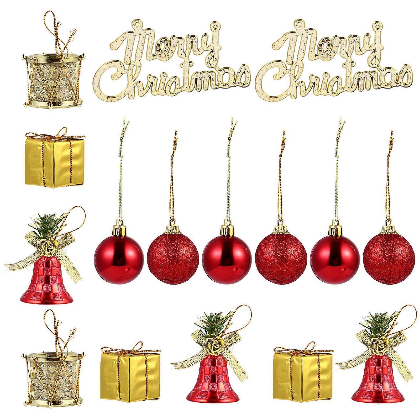 Lightweight Hanging Decorations Plastic Christmas Tree Ornament Set 64Pcs