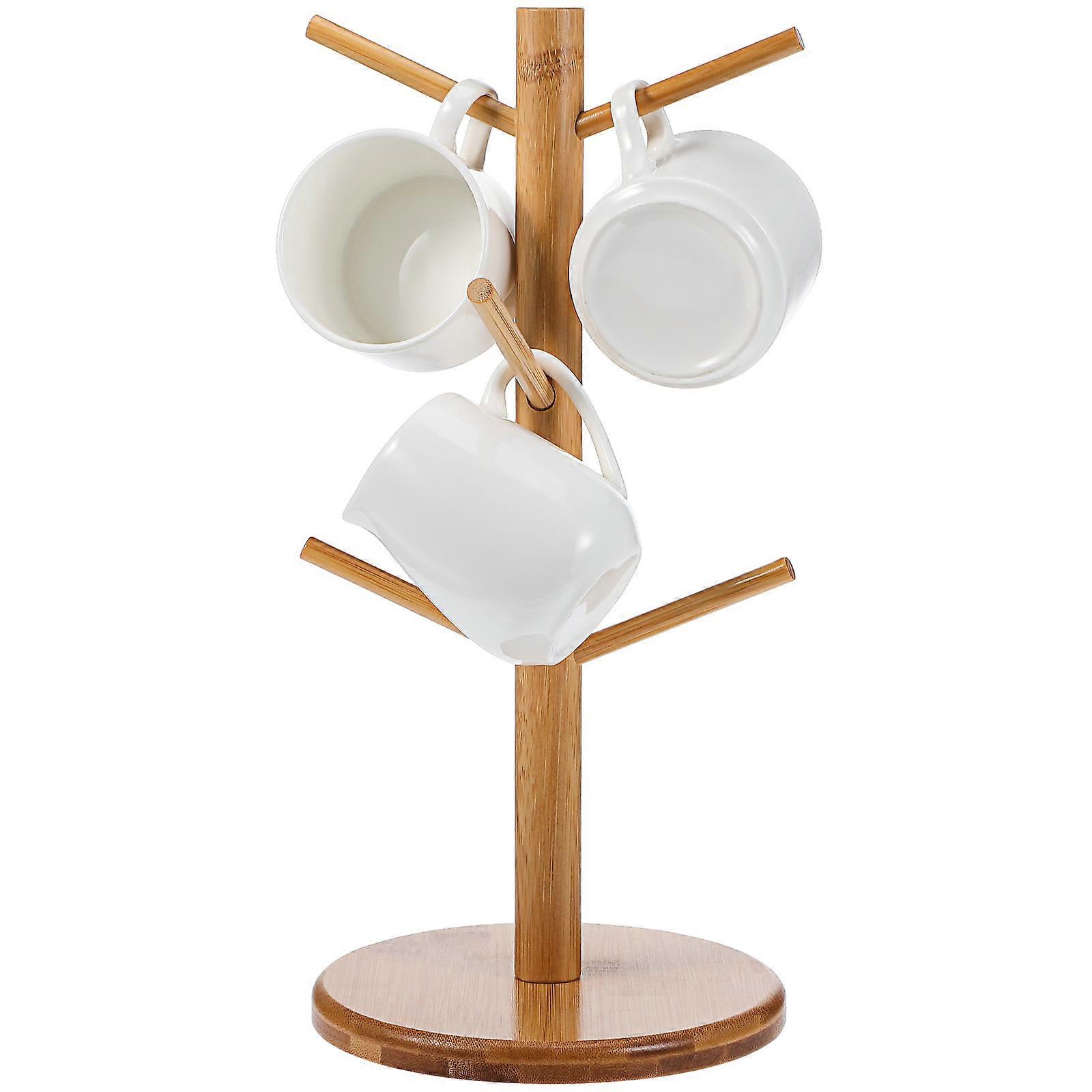Coffee Mug Rack Bamboo Mug Holder for Storage on Kitchen Countertop