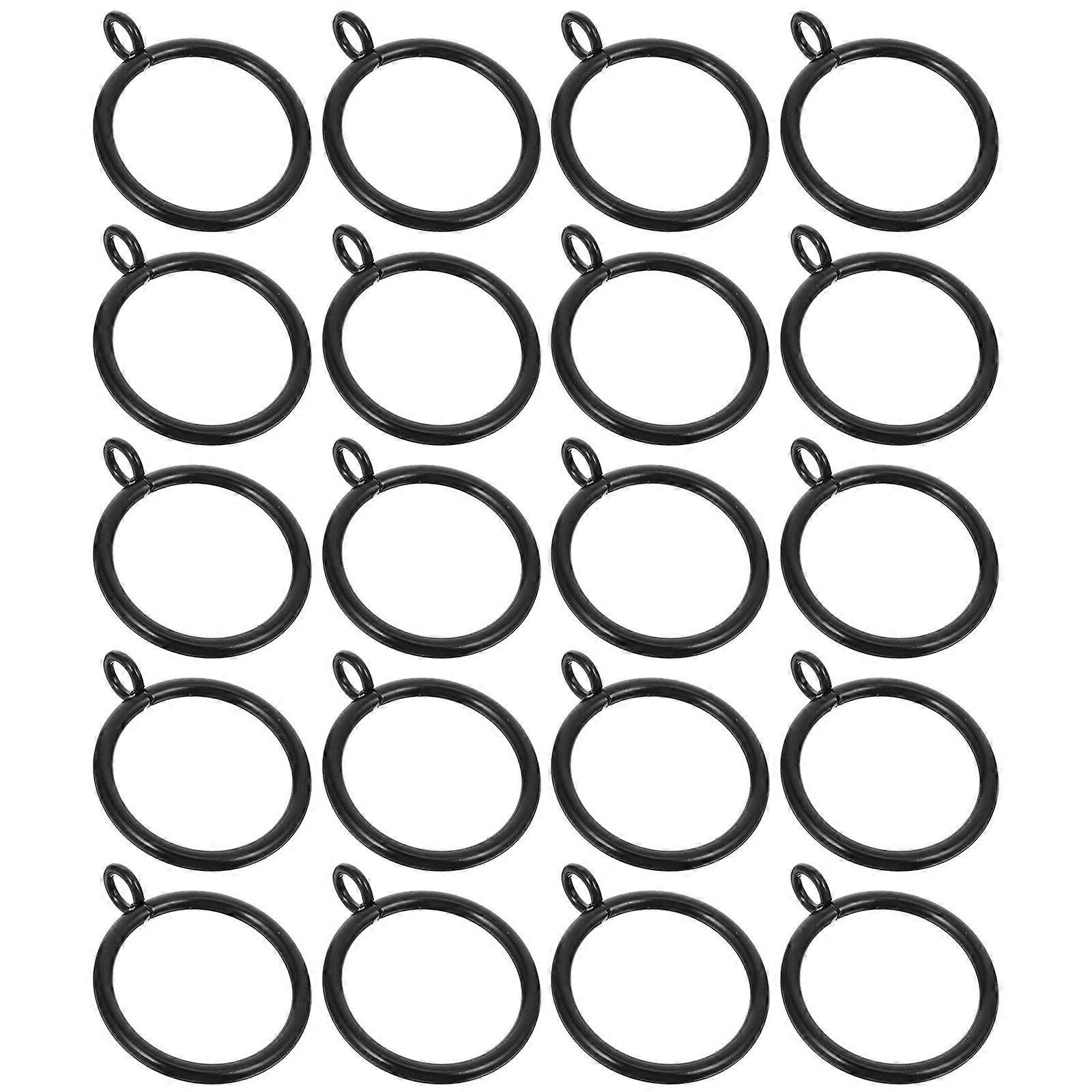 Black Metal Curtain Rings with Eyelet Hooks for 100Pcs Drapery Hanging