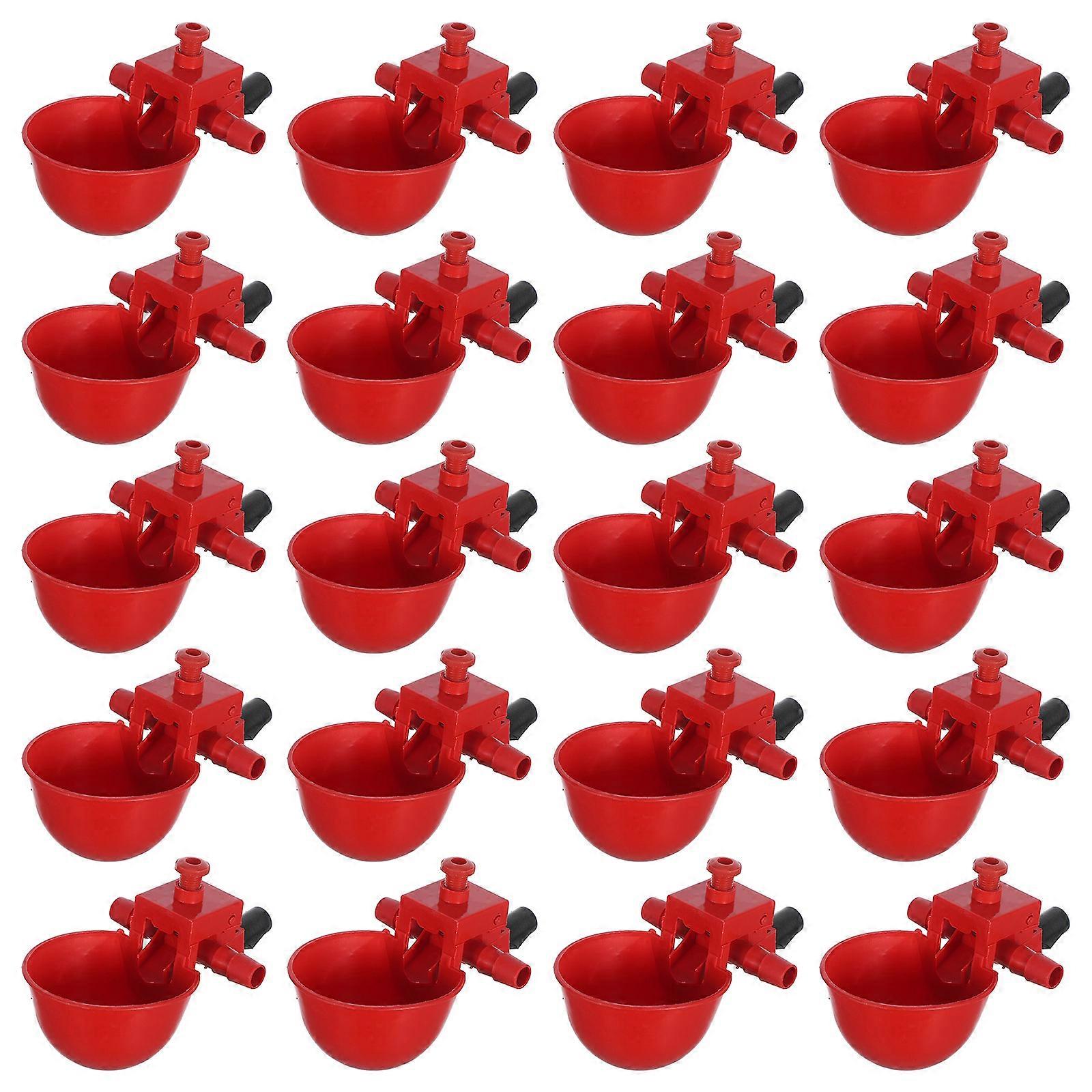 Chicken Drinker Water Cups for Poultry Use 20Pcs Automatic Red Bowls