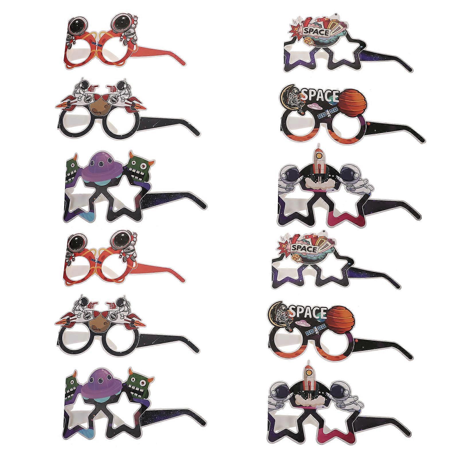 Astronaut Themed Eyewear For Photo Booth Outer Space Decorations Paper Material 24Pcs