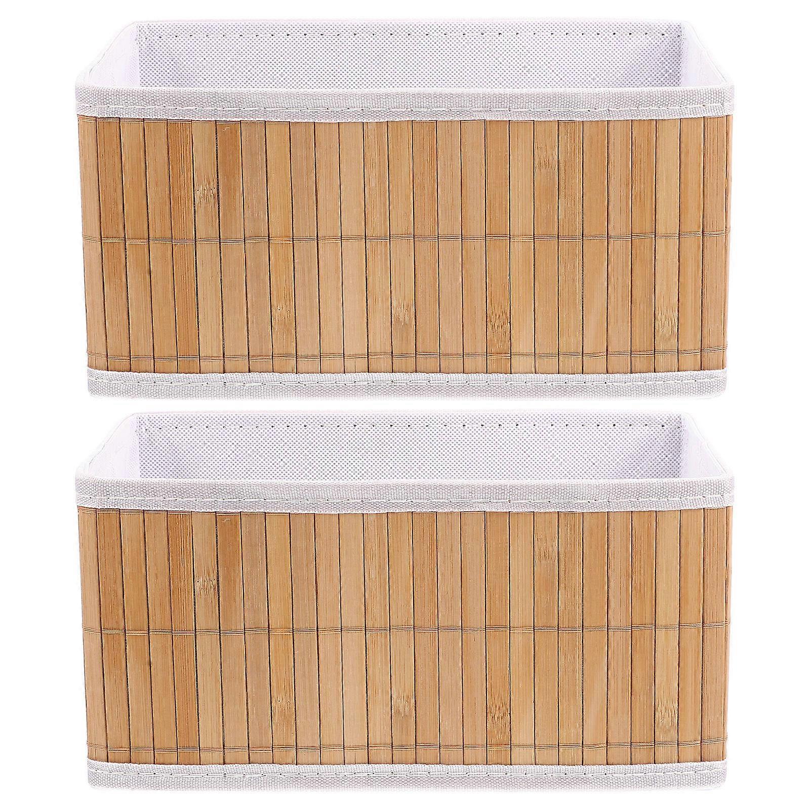 Foldable Bamboo Storage Basket for Home Use 4Pcs Sundries Holder