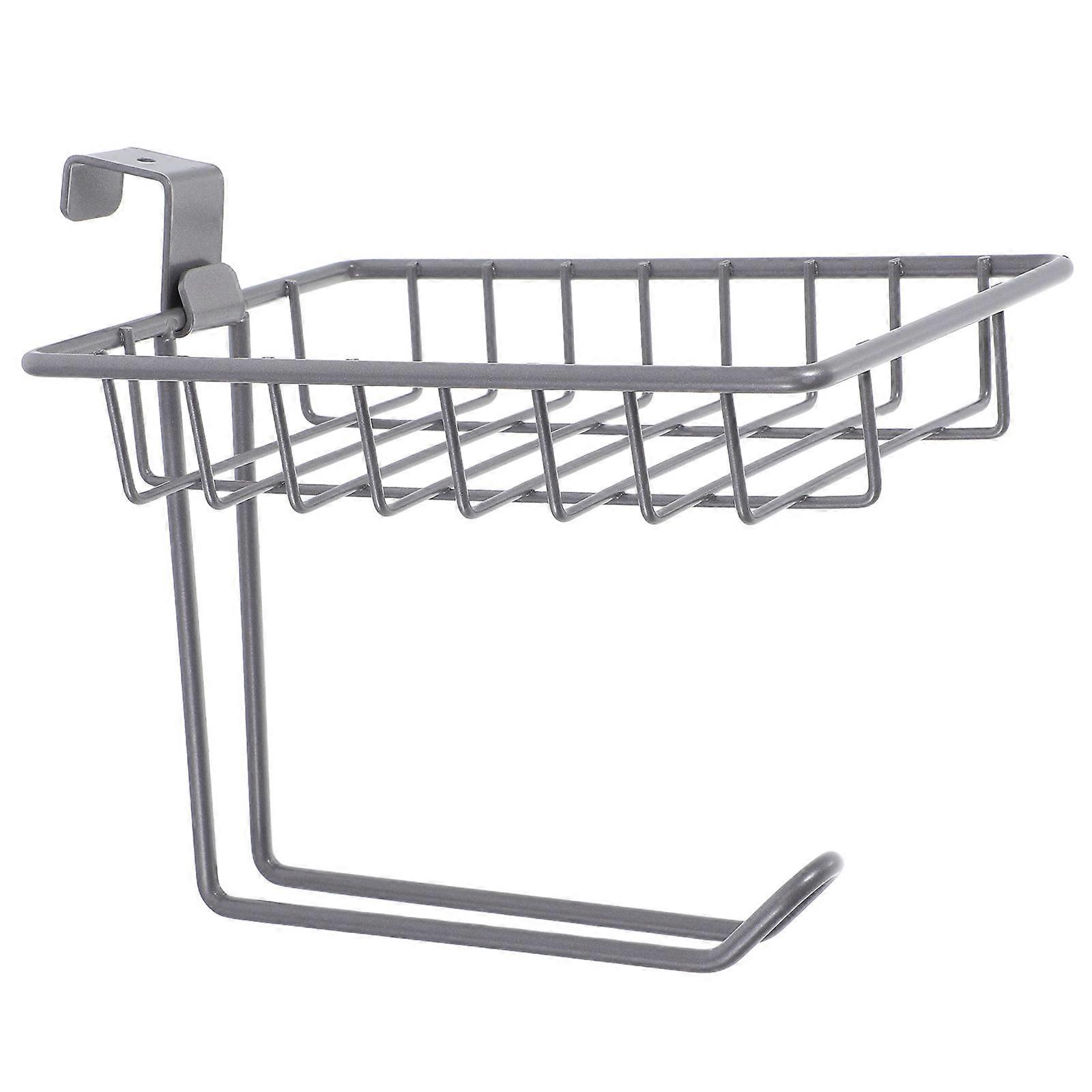 Grey Wall Mounted Tissue Holder with Hooks for Bathroom 2Pcs Pack