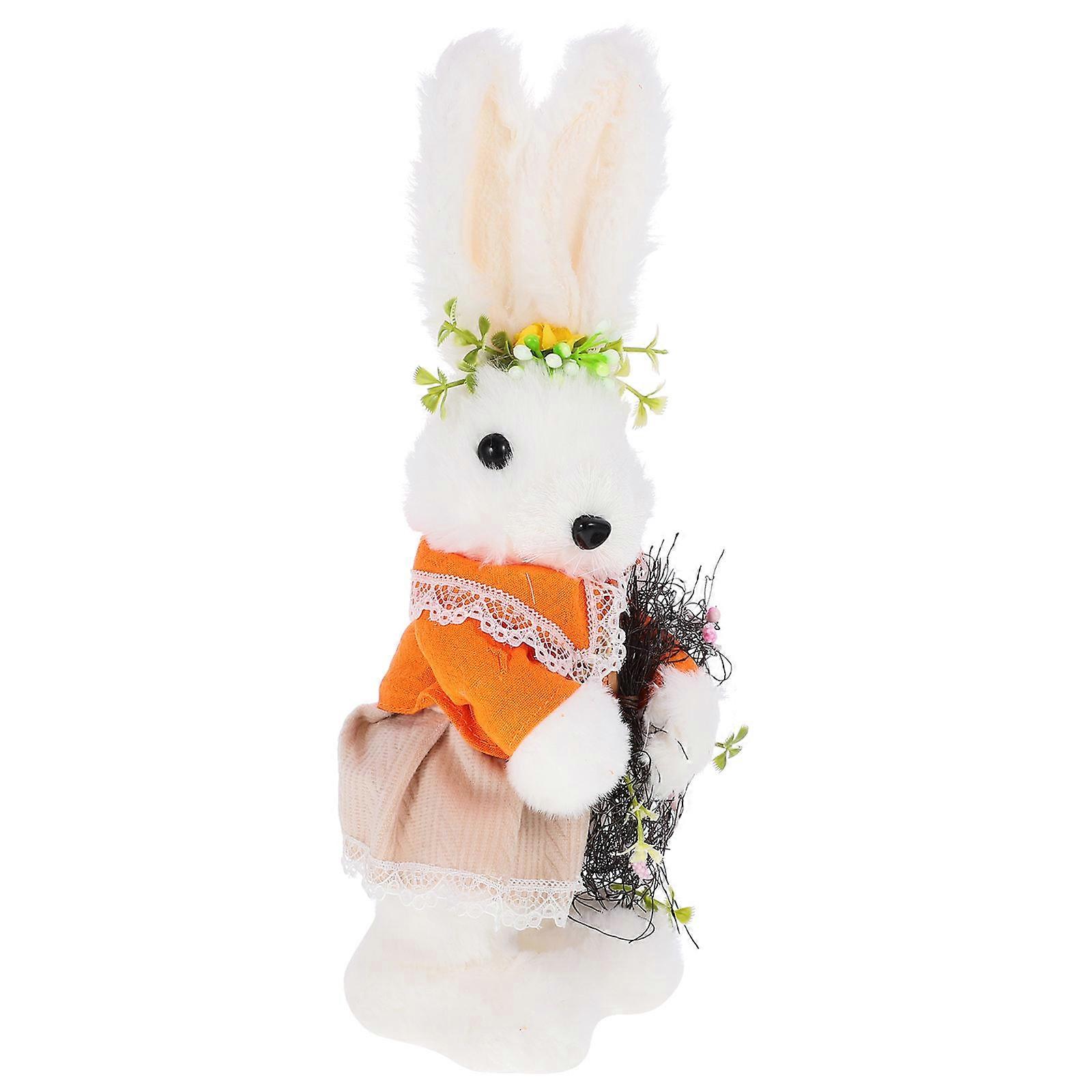 Bunny Figurine Plush Decor for Easter Table 3Pcs Set
