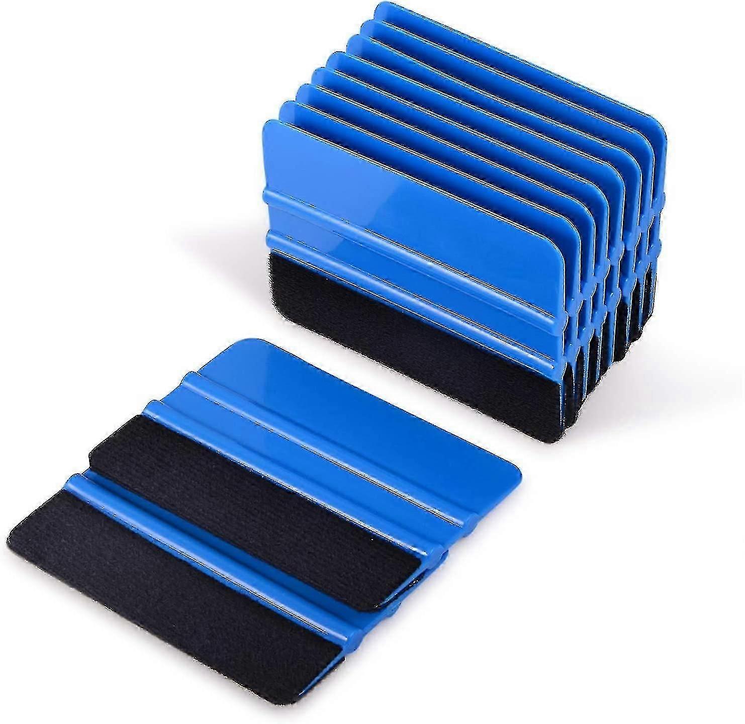 10pcs Vinyl Squeegee Felt Edge Squeegee 4 Inch Car Vinyl Scraper Decal Applicator Window Tint Tool With Black Fabric Felt Edge-blue