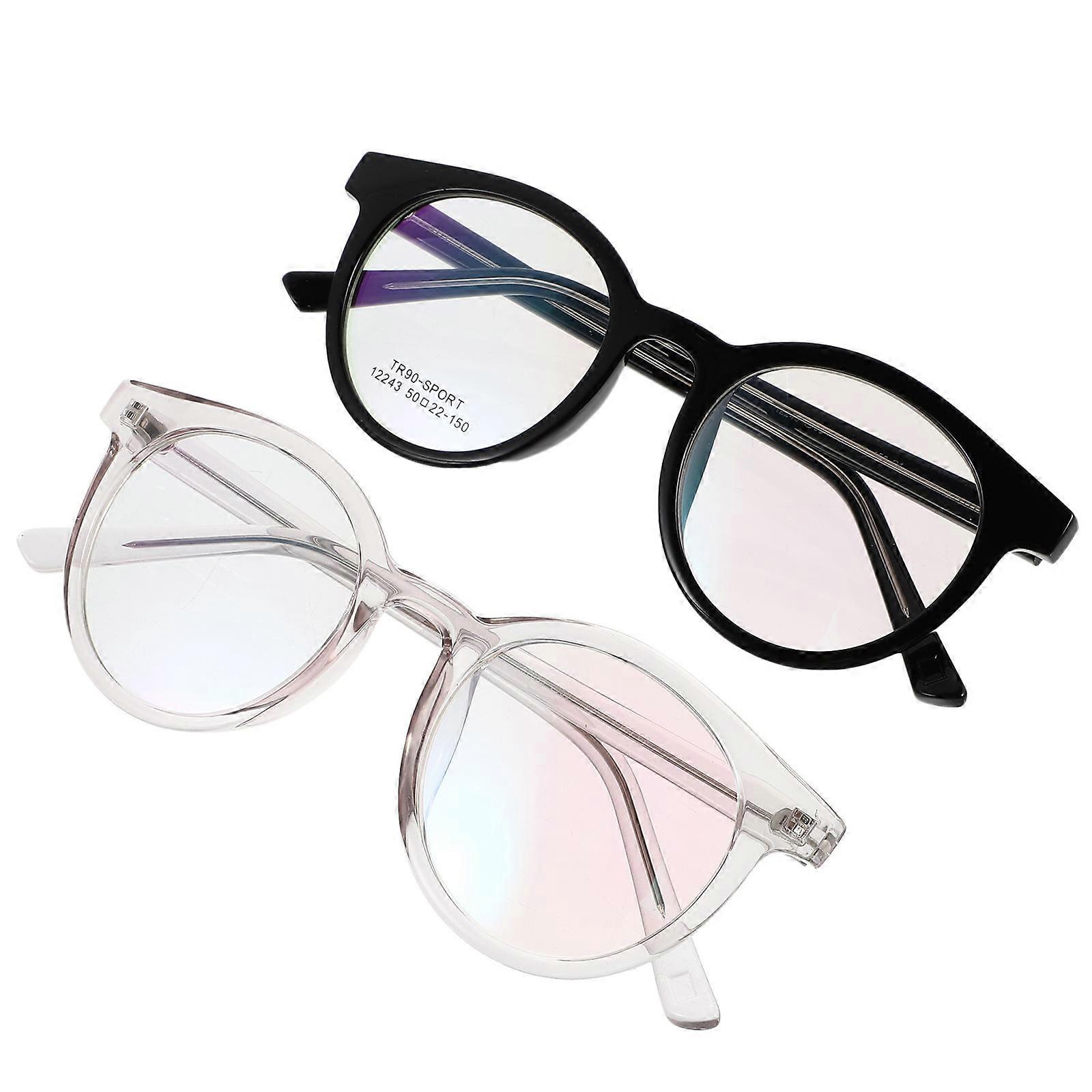 Round Eyeglasses Frame for Wearing 2Pairs Black Comfortable Glasses Frame
