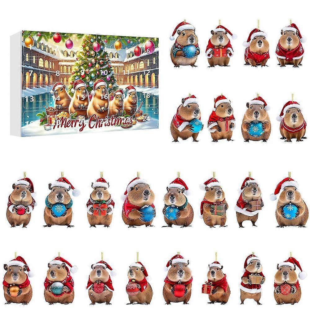 Capybara Advent Calendar with 24 Acrylic Pendants for Kids Holiday Countdown
