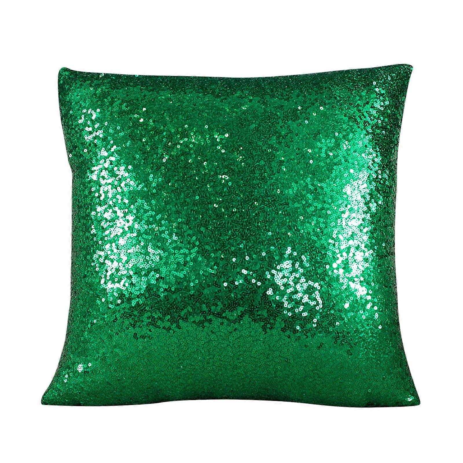 Eguiwyn Sequin Pillowcase 17.7" x 17.7" Green - Solid & Gradient, Compatible with Sofa Cushions, Wedding Party Decoration