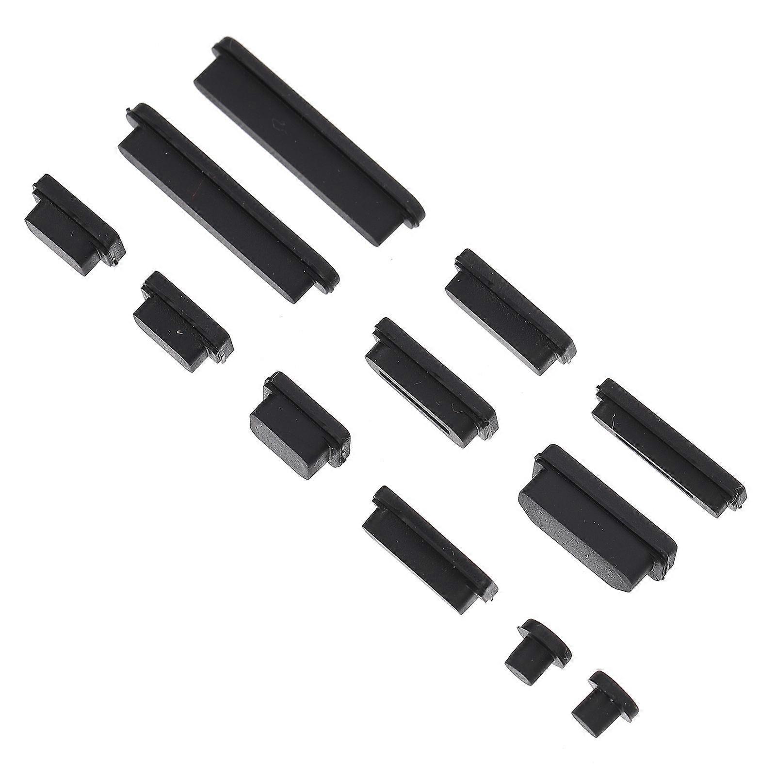Protective Laptop Plug Silicone Cover for Dust 10Sets Black