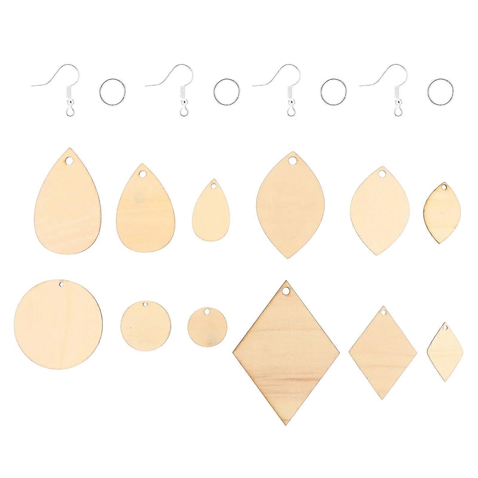 DIY Craft Wooden Charm Earrings Set with 1Set Unfinished Pieces