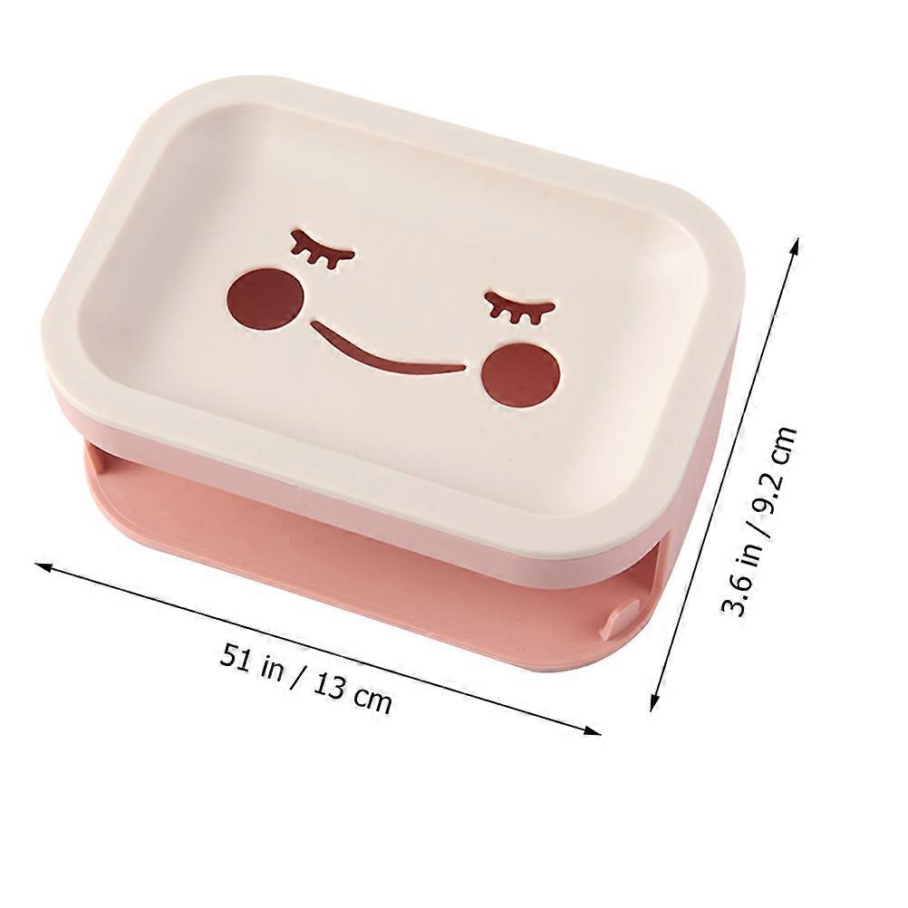 Self Draining Soap Holder Double Layered Soap Box Wall-Mounted Bathroom Storage Shelf Pink 1Pack