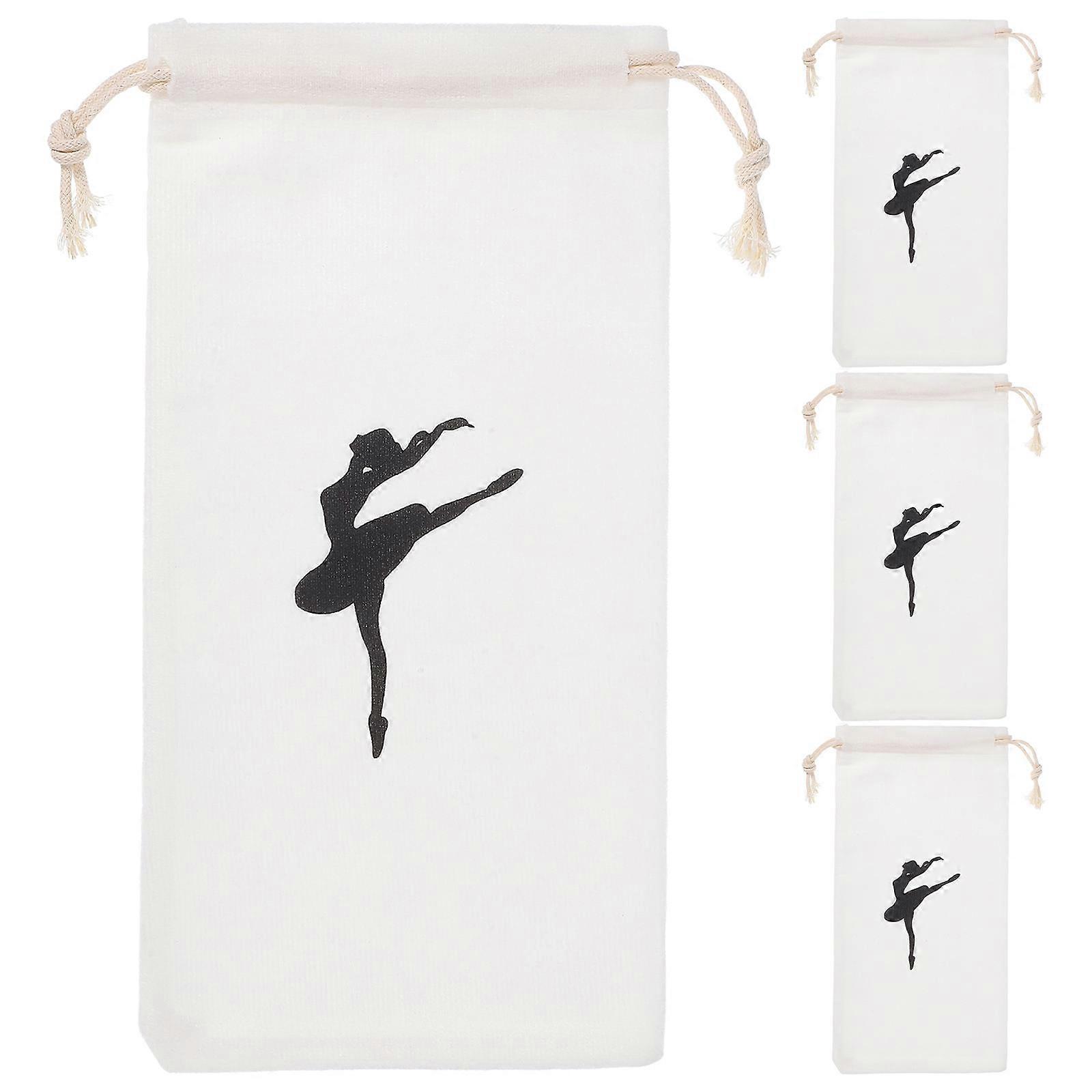 Drawstring Ballet Shoe Bag Beige Canvas for Dance Storage 20Pcs