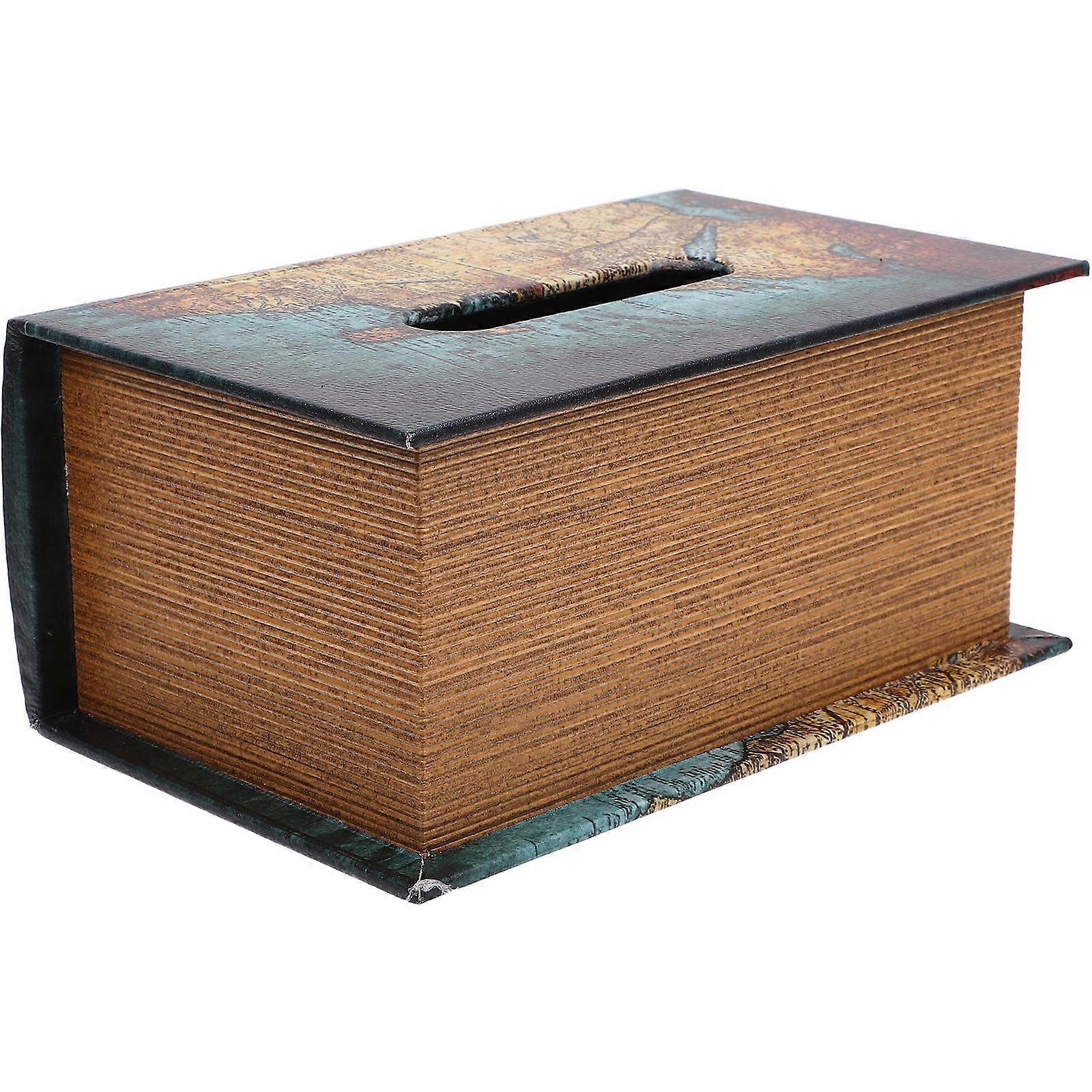 Rectangular Tissue Box Cover Wooden for Home 2Pcs Vintage Decorative Holder
