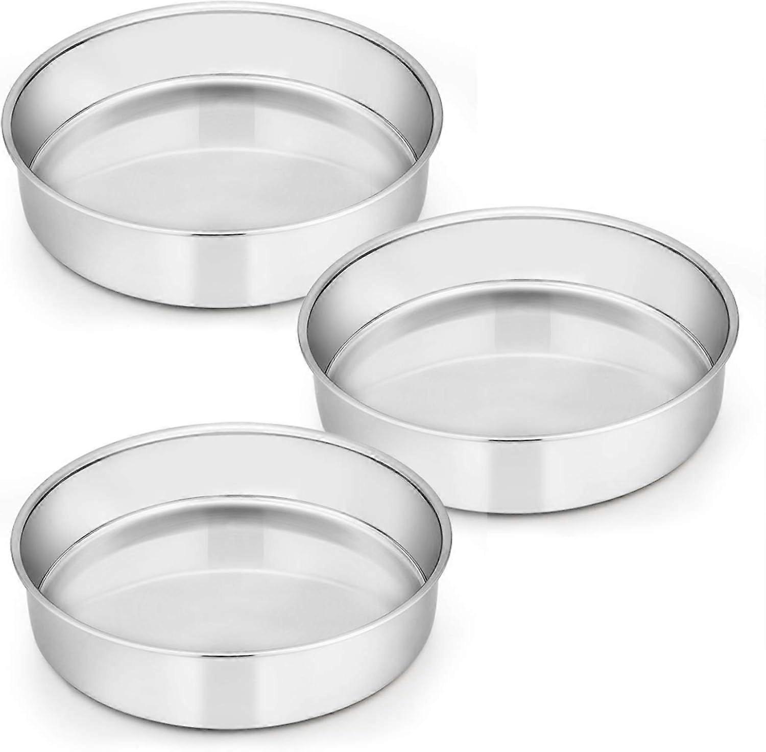 Forma de bolo (conjunto de 3 peças) redonda de 8 polegadas de aço inoxidável