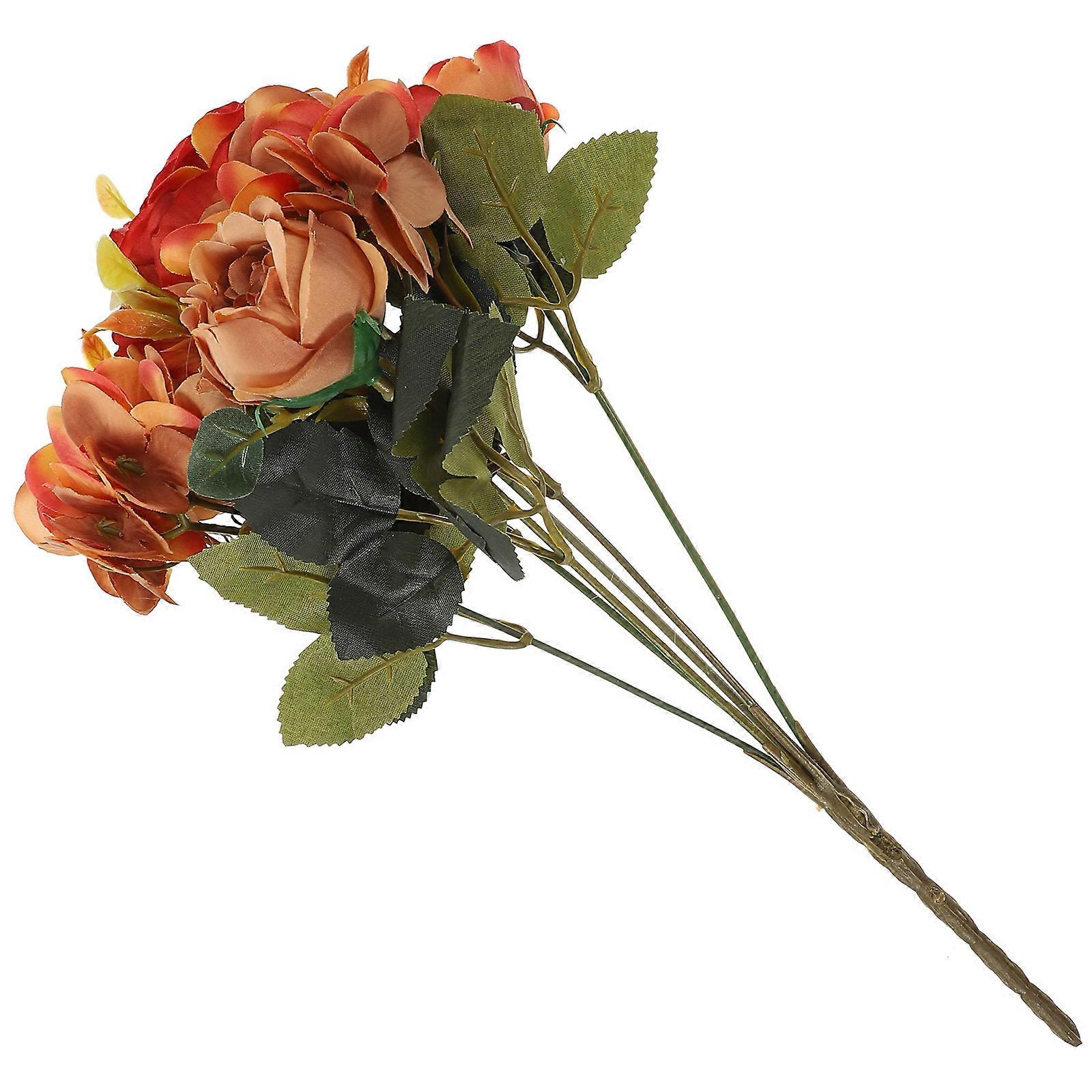 Orange Artificial Flowers Silk Flower for Decor 5Pcs Simulation Floral