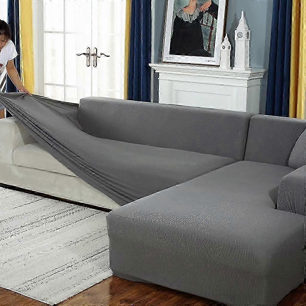 Sofabezug, Eck-Stretch-Sofabezug, Stretch-Sofabezug für 1/2/3/4-Sitzer (L-förmiges Ecksofa benötigt zwei) (3-Sitzer: 190-230 cm, grau)