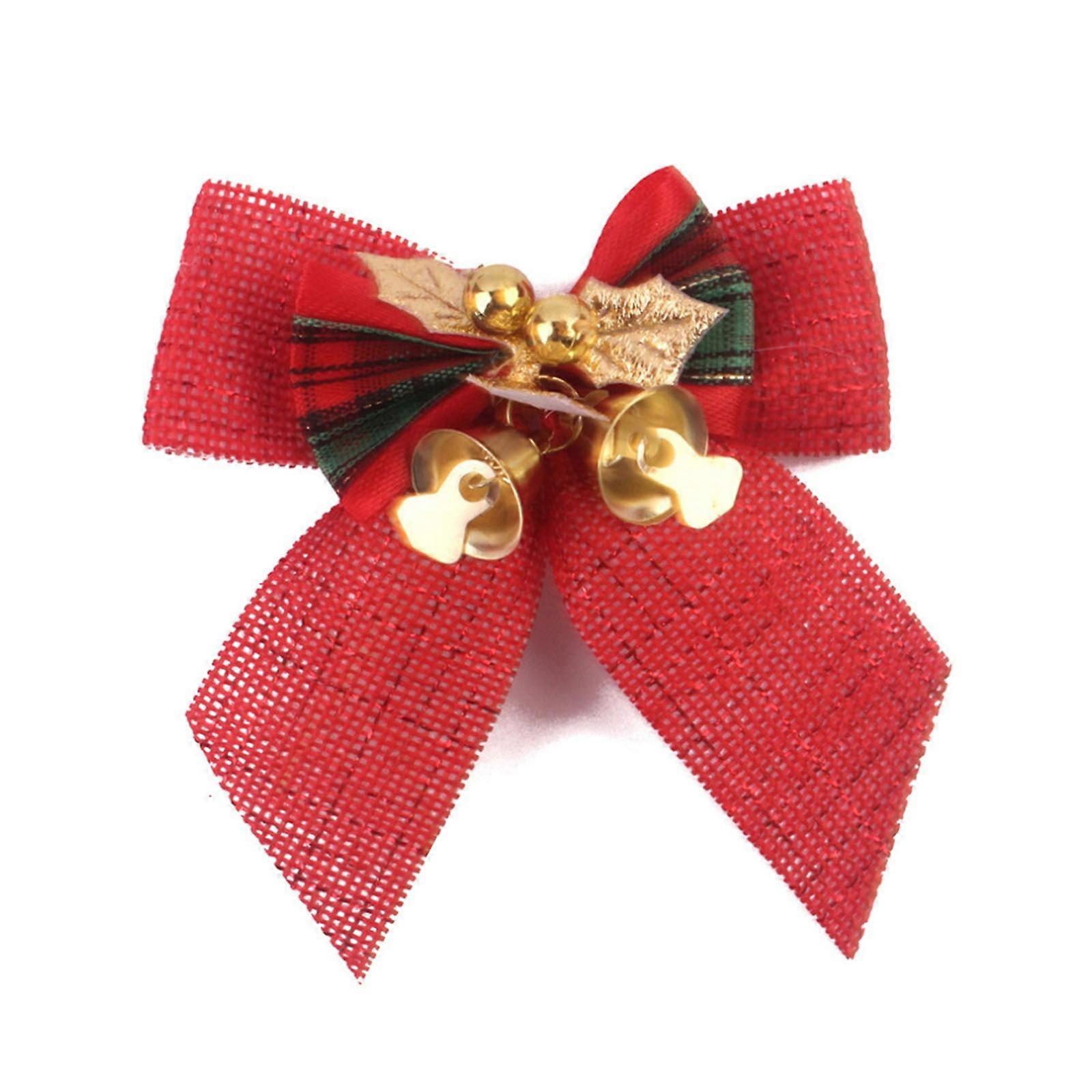 Laxiabr Christmas Bows with Iron Bells, Party Decorations for Tree, DIY Gift Bow, Red3 One Size - Compatible with Xmas Events