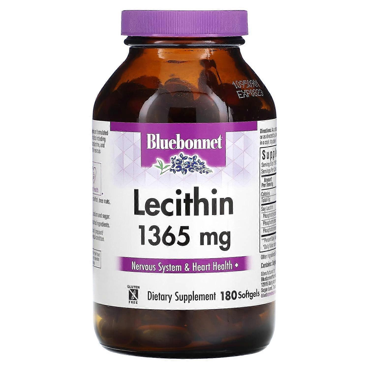 Bluebonnet Nutrition, Lecithin, 1,365 mg, 180 Softgels