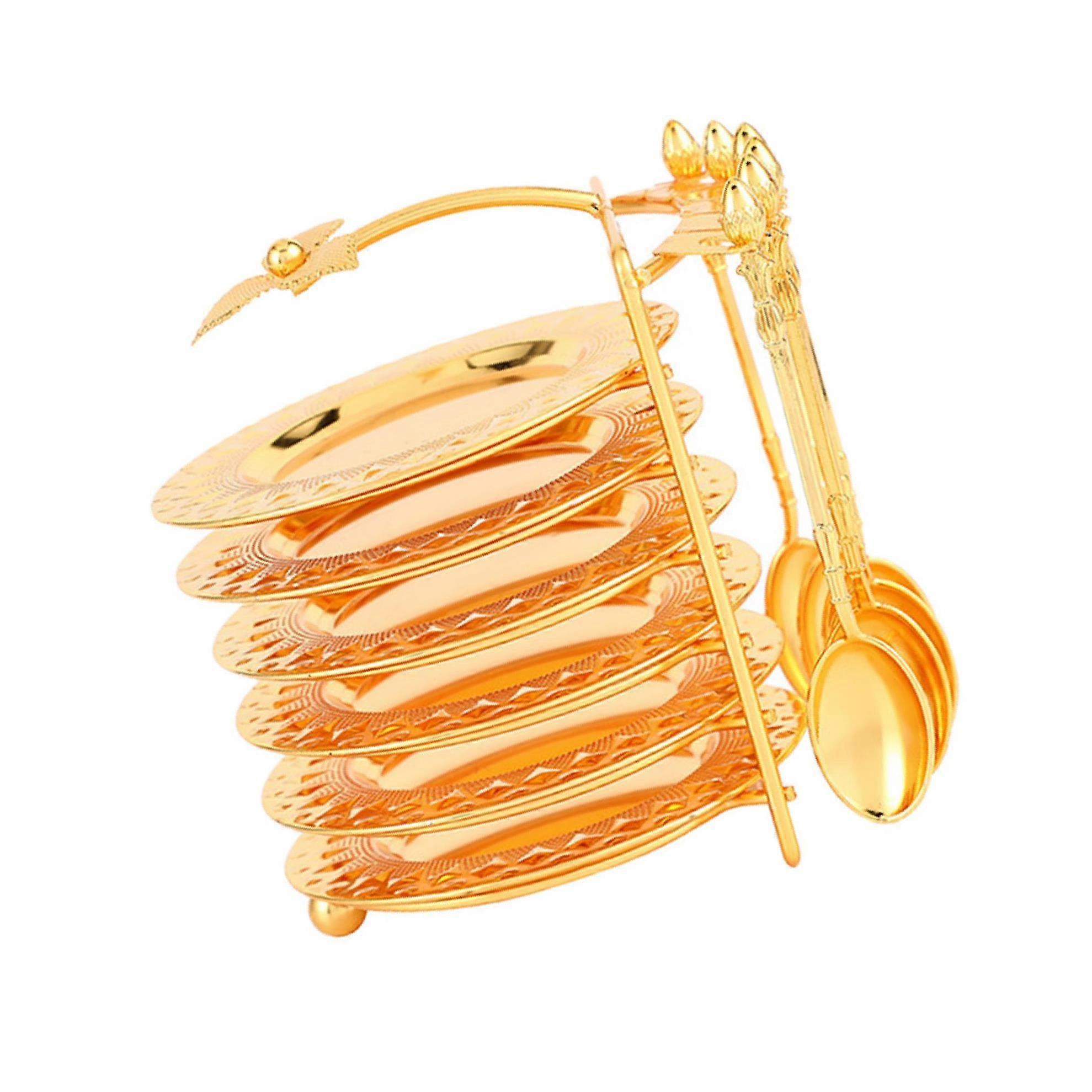 Dinnerware Set Dinner Plate and Spoon Serving Dishes Dishwasher Safe Golden