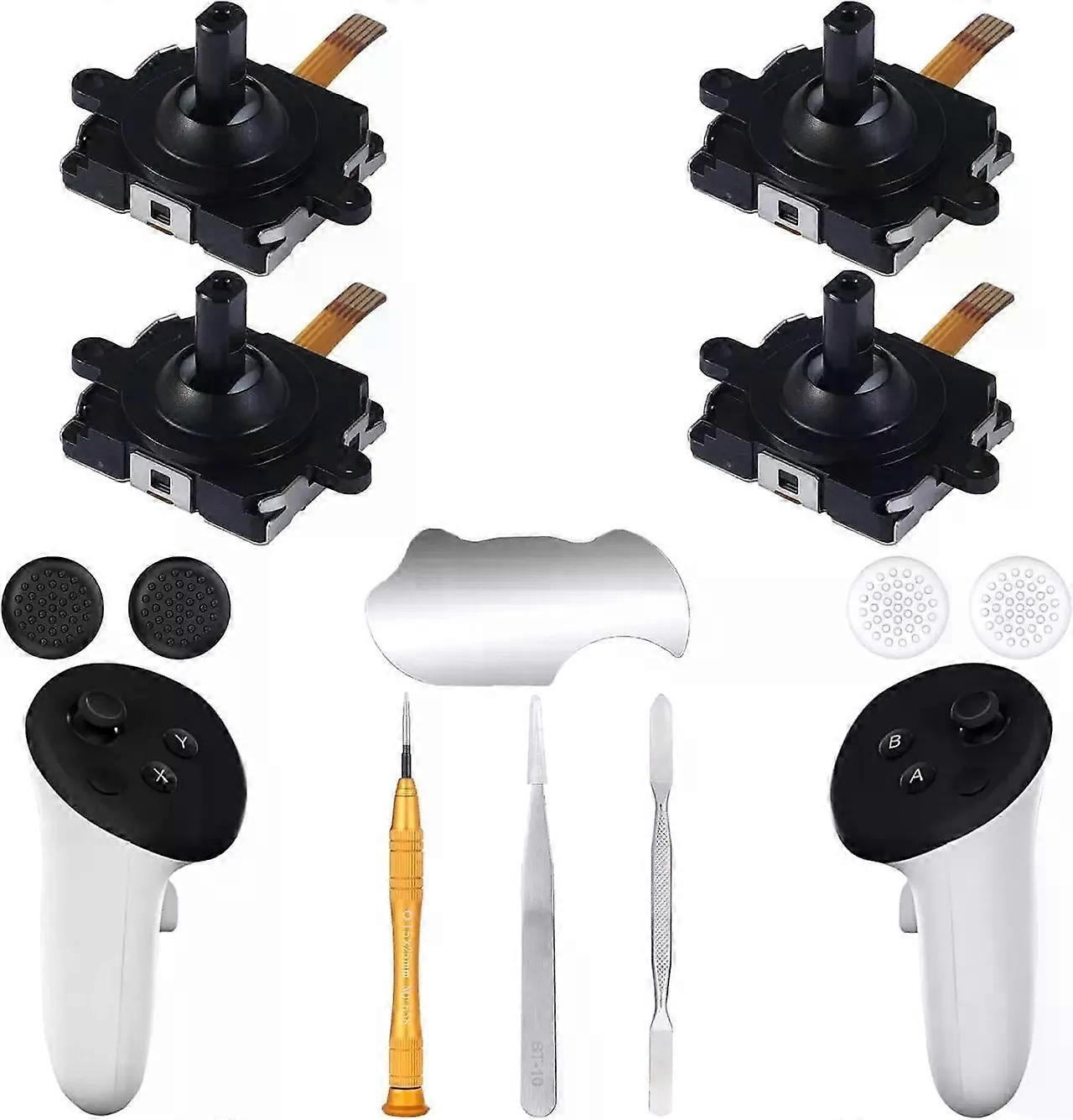4 Pack Joystick Replacement Kit for Meta Quest 3 Controller (12 in one), Repair Kit for Oculus Quest 3 Controller, Include 4 Joysticks, 4 Thumbstick G
