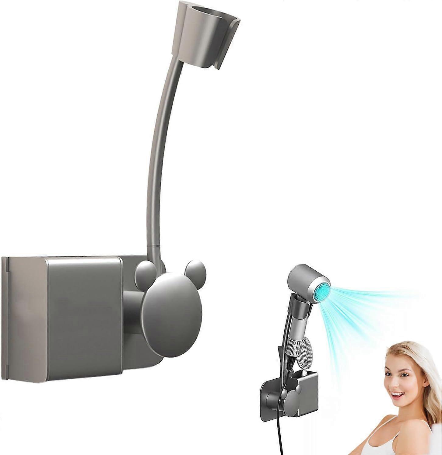 Support de sèche-cheveux mains libres réglable à 360°, support de sèche-cheveux mural avec support de câble, support de sèche-cheveux mural, sèche-cheveux flexible et paresseux