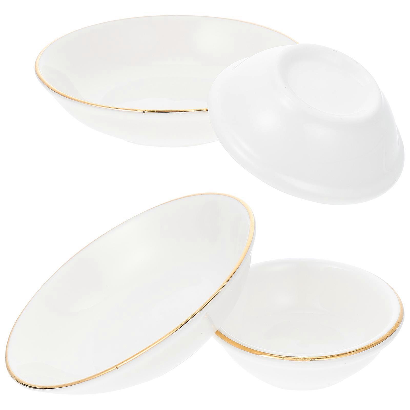 Ceramic Seasoning Dishes Set for Kitchen Use 4Pcs Practical White Bowls