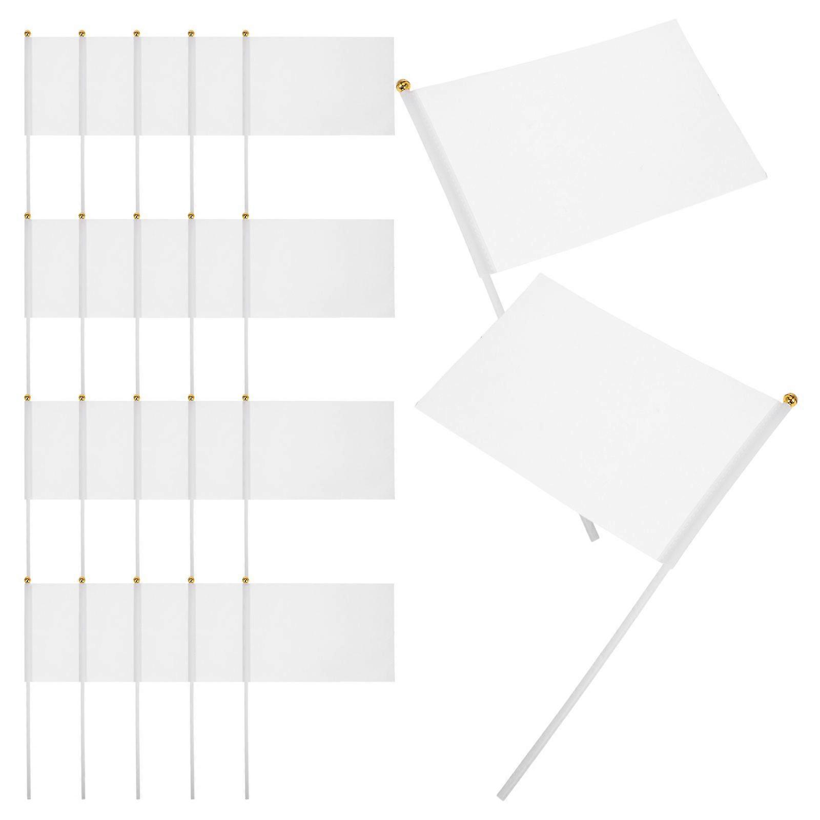 48PCS Manivelle Fanion Drapeau Commandant Arbitre Drapeau Main Agitant Drapeau Commandement Drapeau (Blanc)