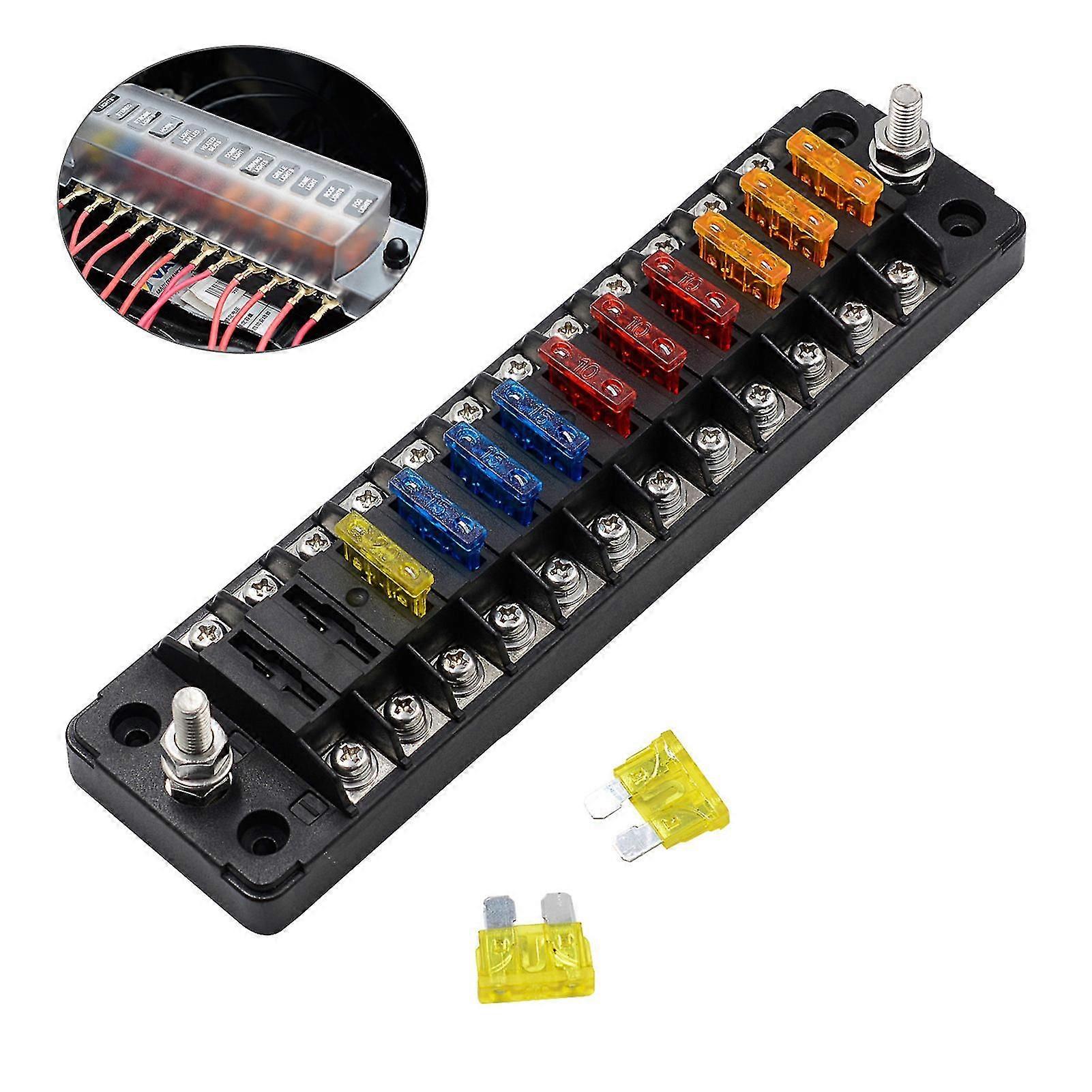 12 Way Auto Car Fuse Accessories High Temperature Resistance Suitable For Warning Lights Car Refrigerator
