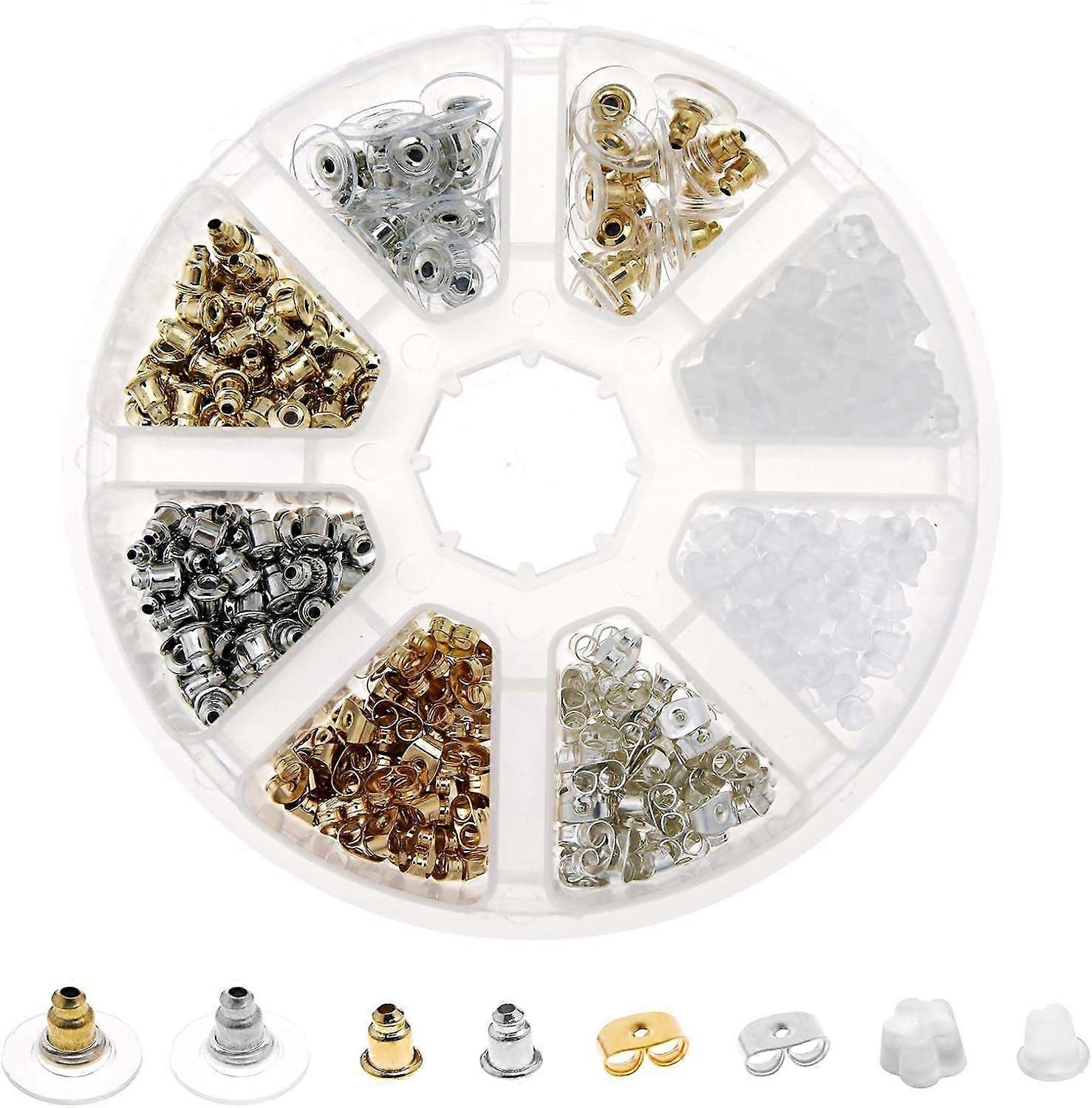 SereneNest Create idea 480pcs Earring Backs, 8 Different Style Earring Pads
