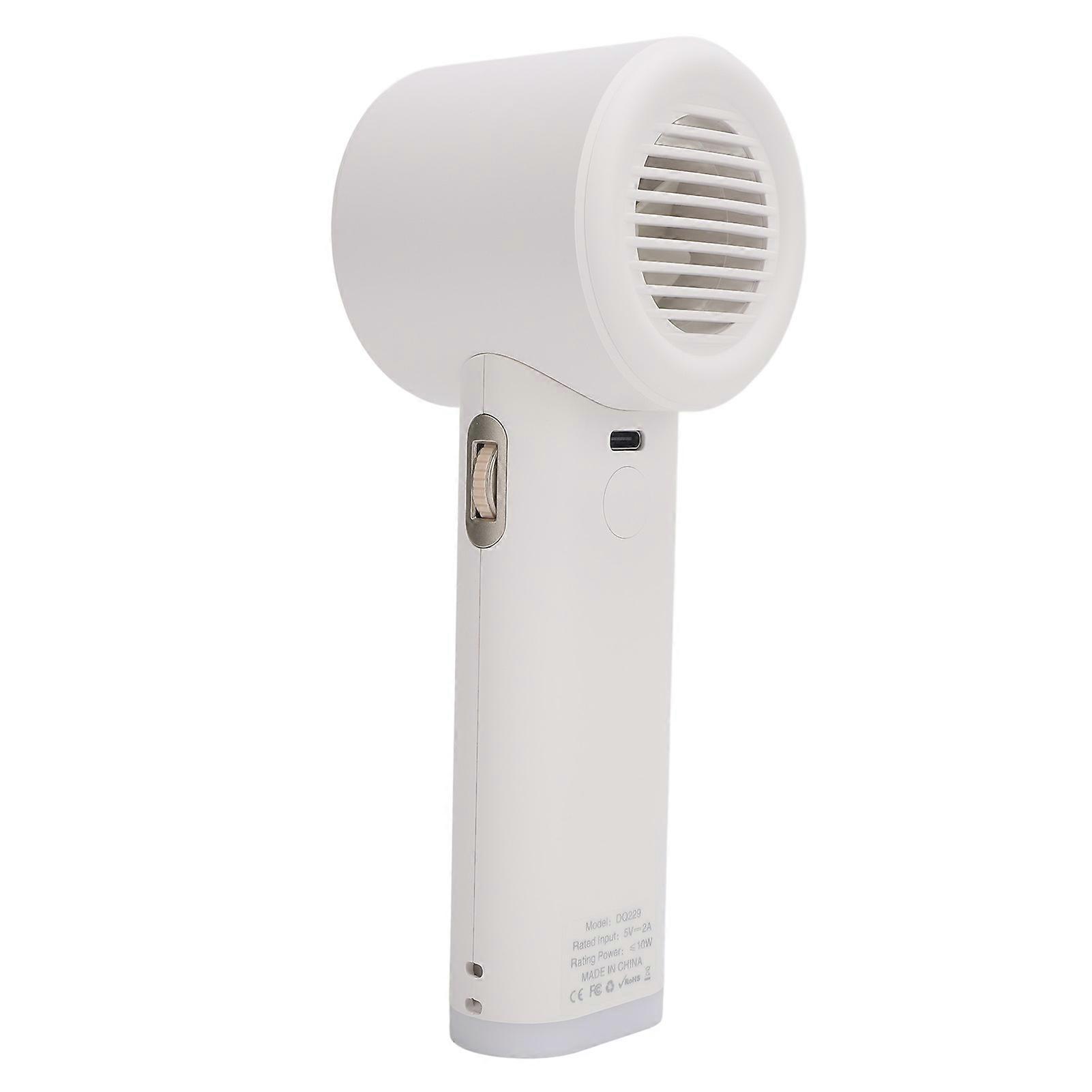 Handheld Fan LED Display Power Adjustable Portable Fan Night Light for Home Outdoor Activities White 