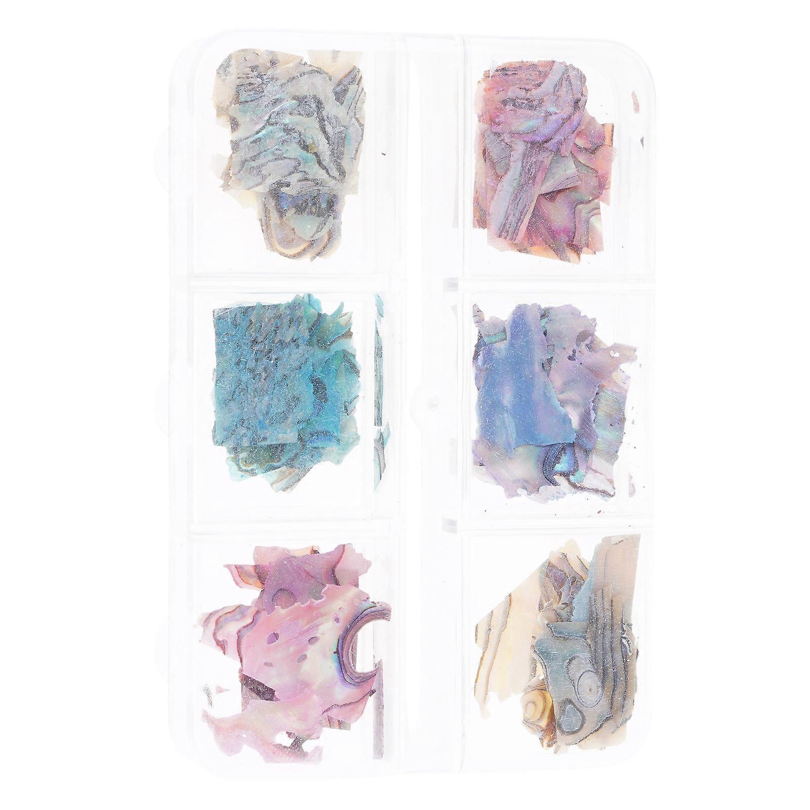 Nail Art for Shell Slices,6 Grids Colorful Irregular 3D Nail Abalone Slices Nail Art for Shell Piece Nail Sequins Nail A Multicolor
