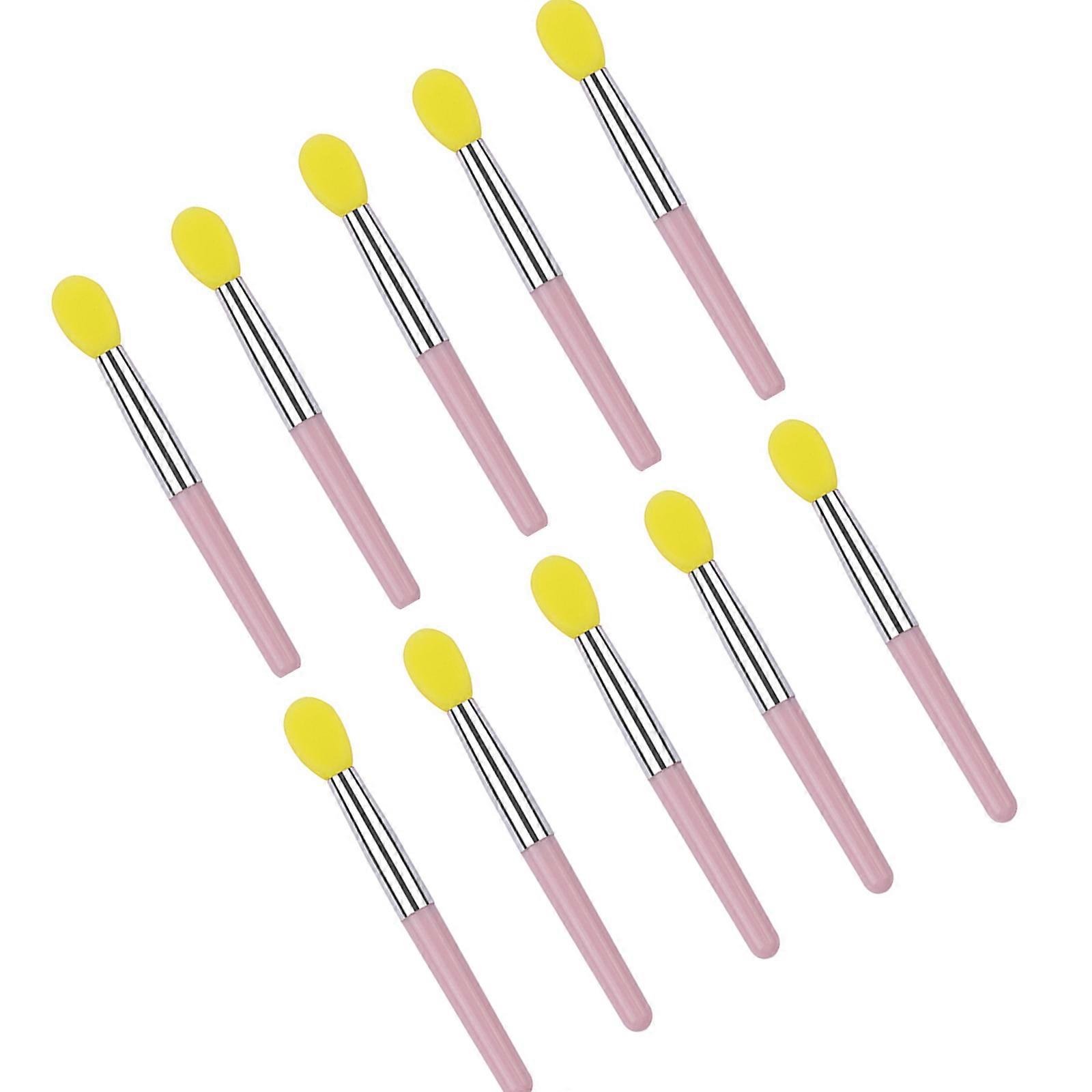 10pcs Mini Lipstick Brushes 10 Silicone Tip Applicators Compact Travel Essential for Precise Cosmetic Application Multicolor
